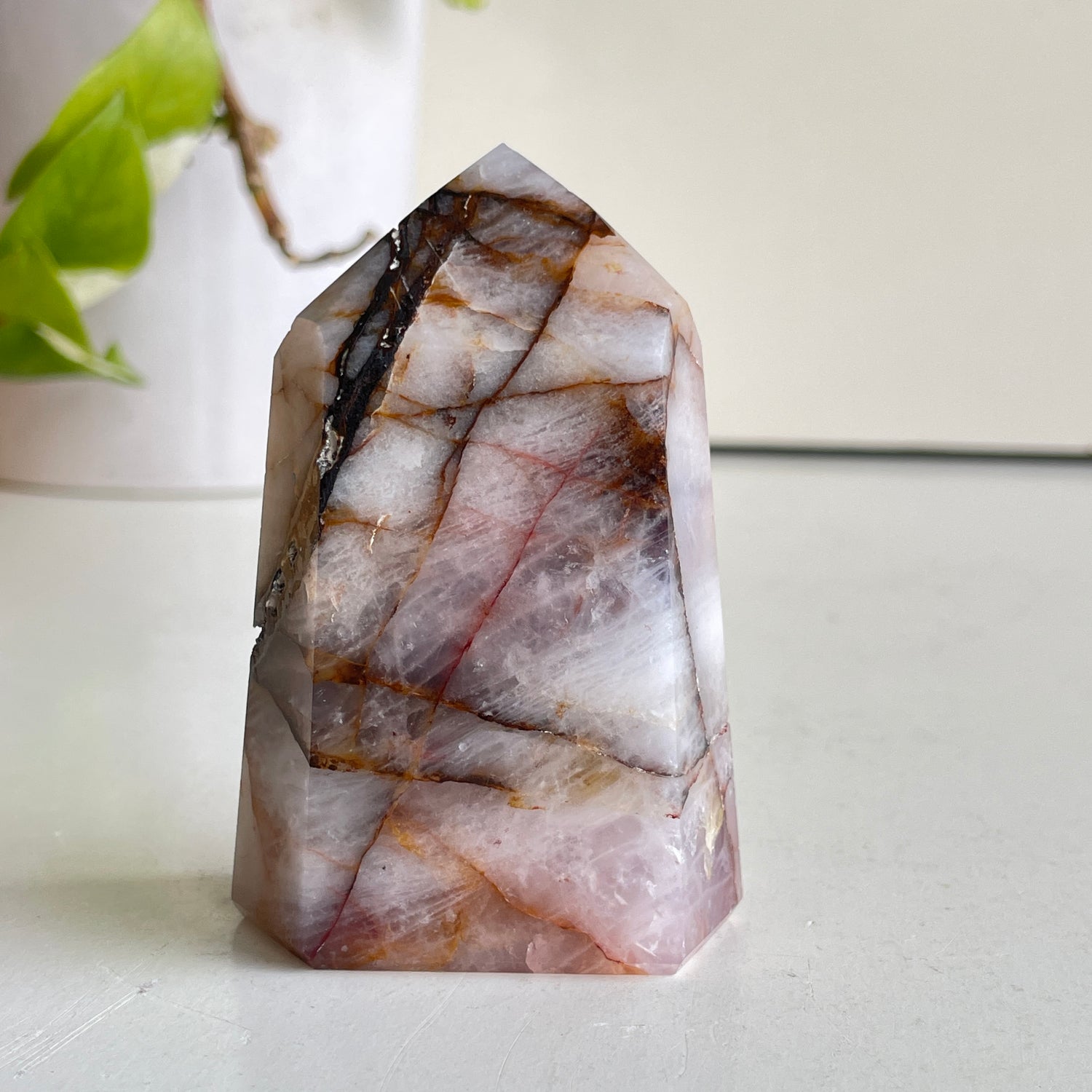 Rose Quartz Golden Healer Generator 8cm