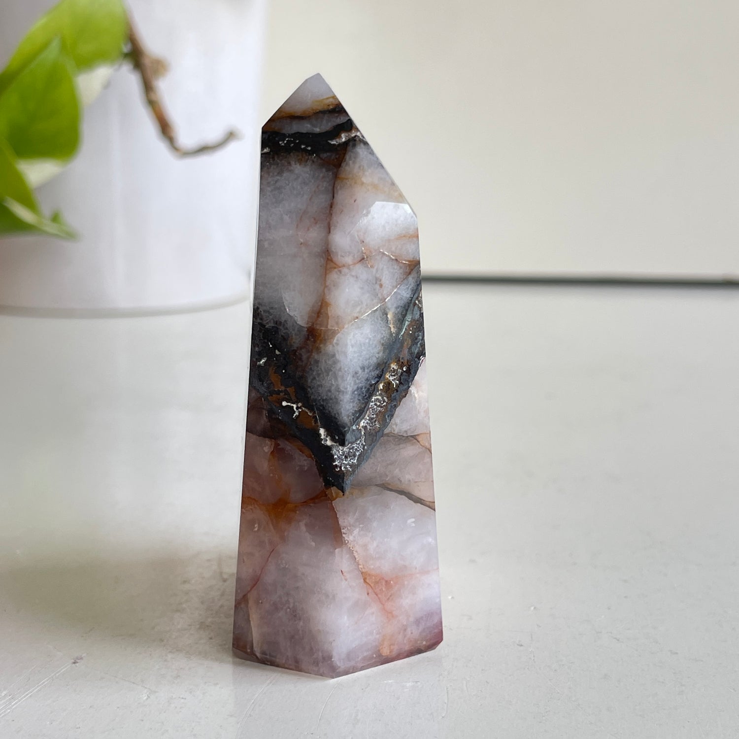 Rose Quartz Golden Healer Generator 8cm