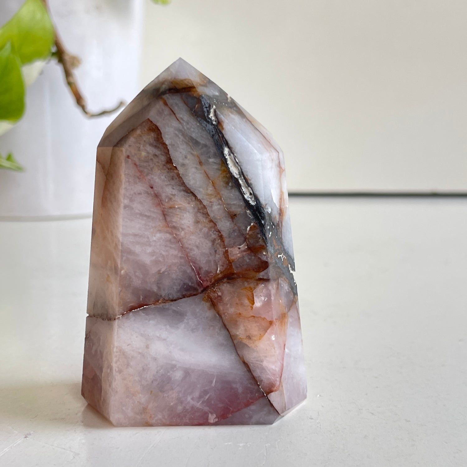 Rose Quartz Golden Healer Generator 8cm