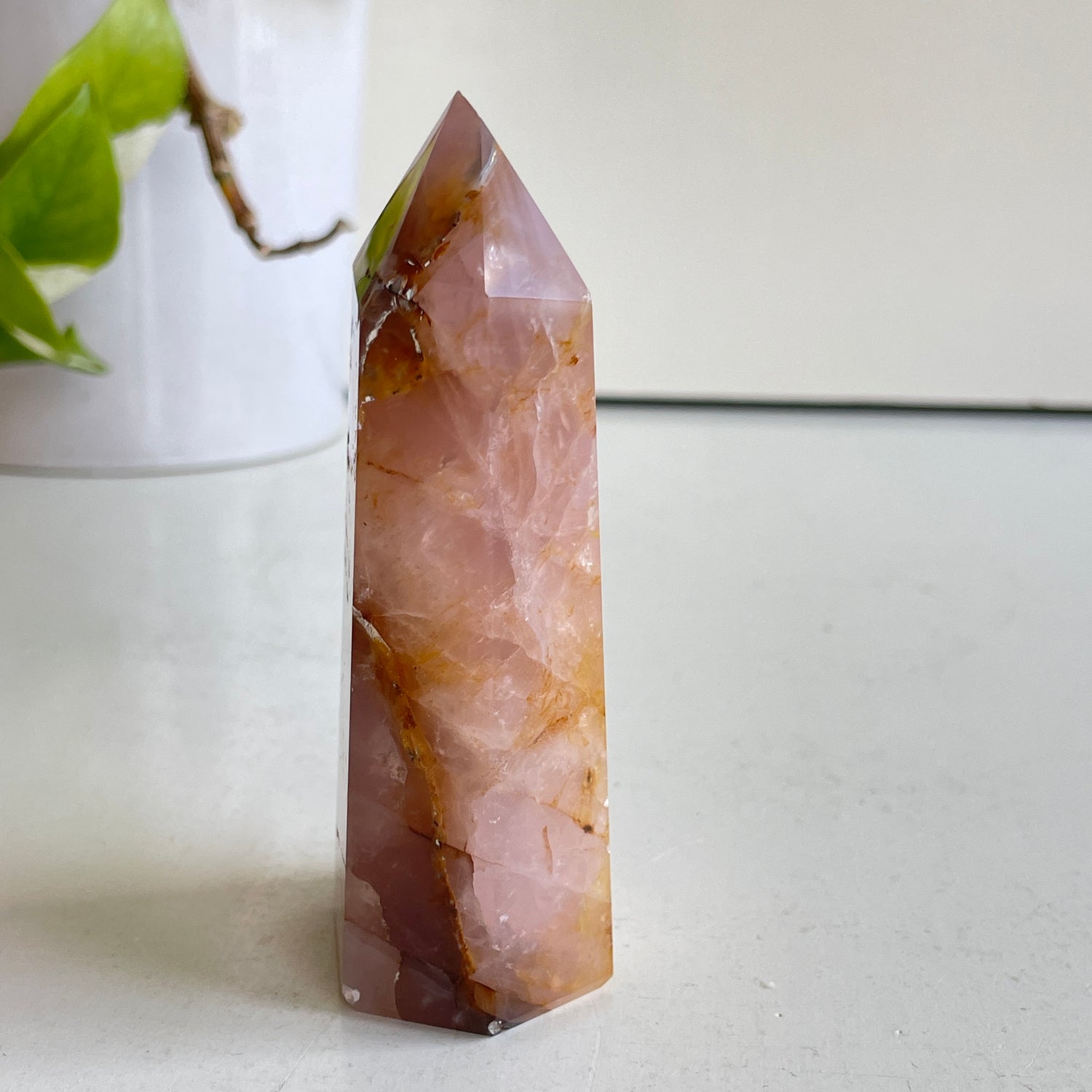 Rose Quartz Golden Healer Generator 10cm