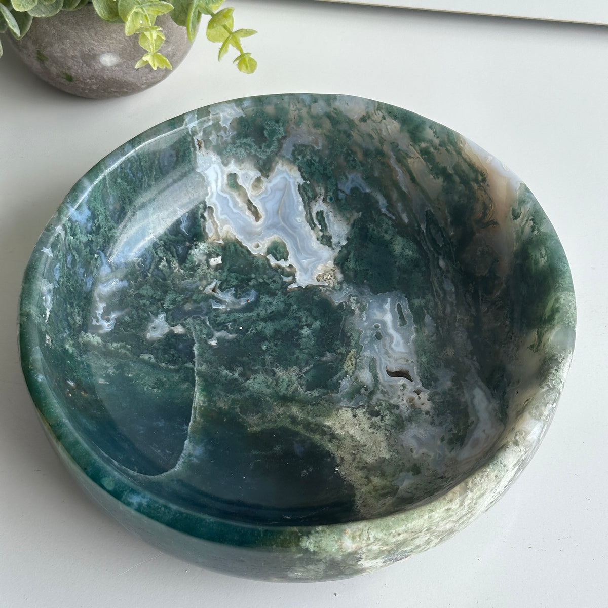 Moss Agate Bowl 2.084kg