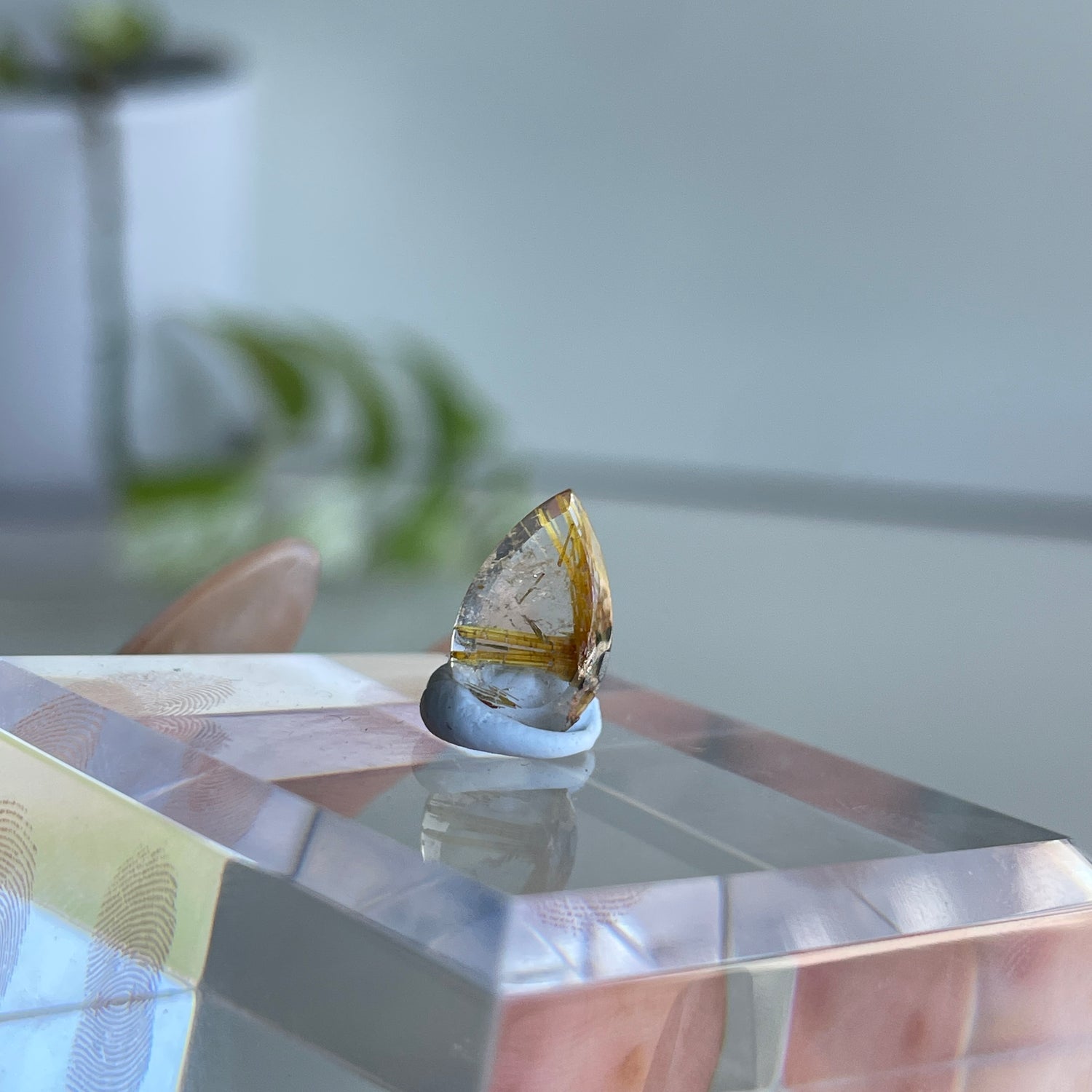Rutilated Quartz Teardrop Pc