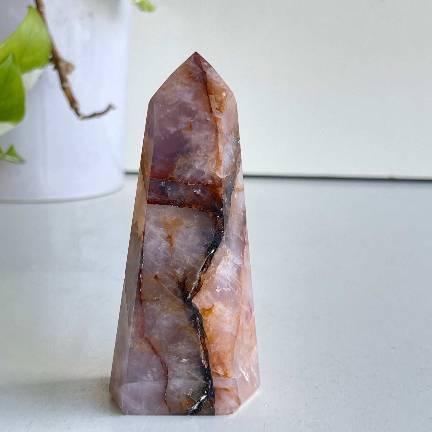 Rose Quartz Golden Healer Generator 10cm