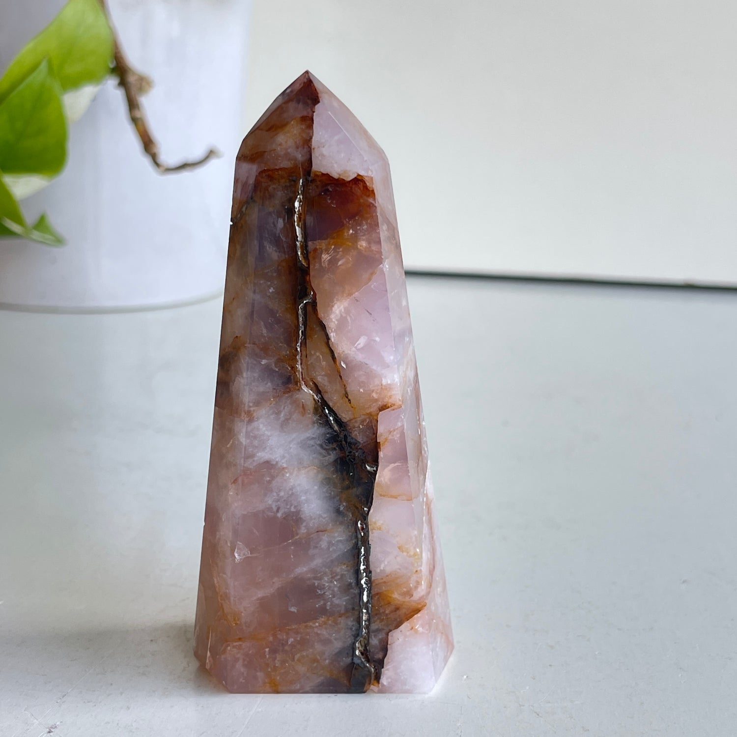 Rose Quartz Golden Healer Generator 10cm