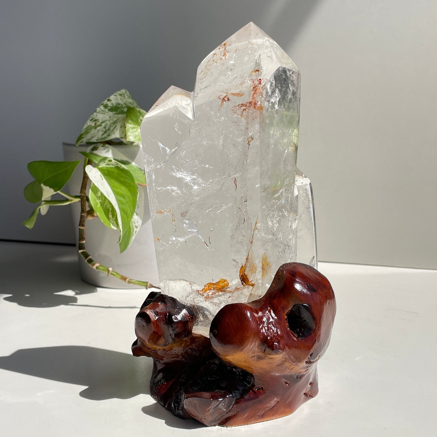 Clear Quartz Triple Point In Stand 18.5cm