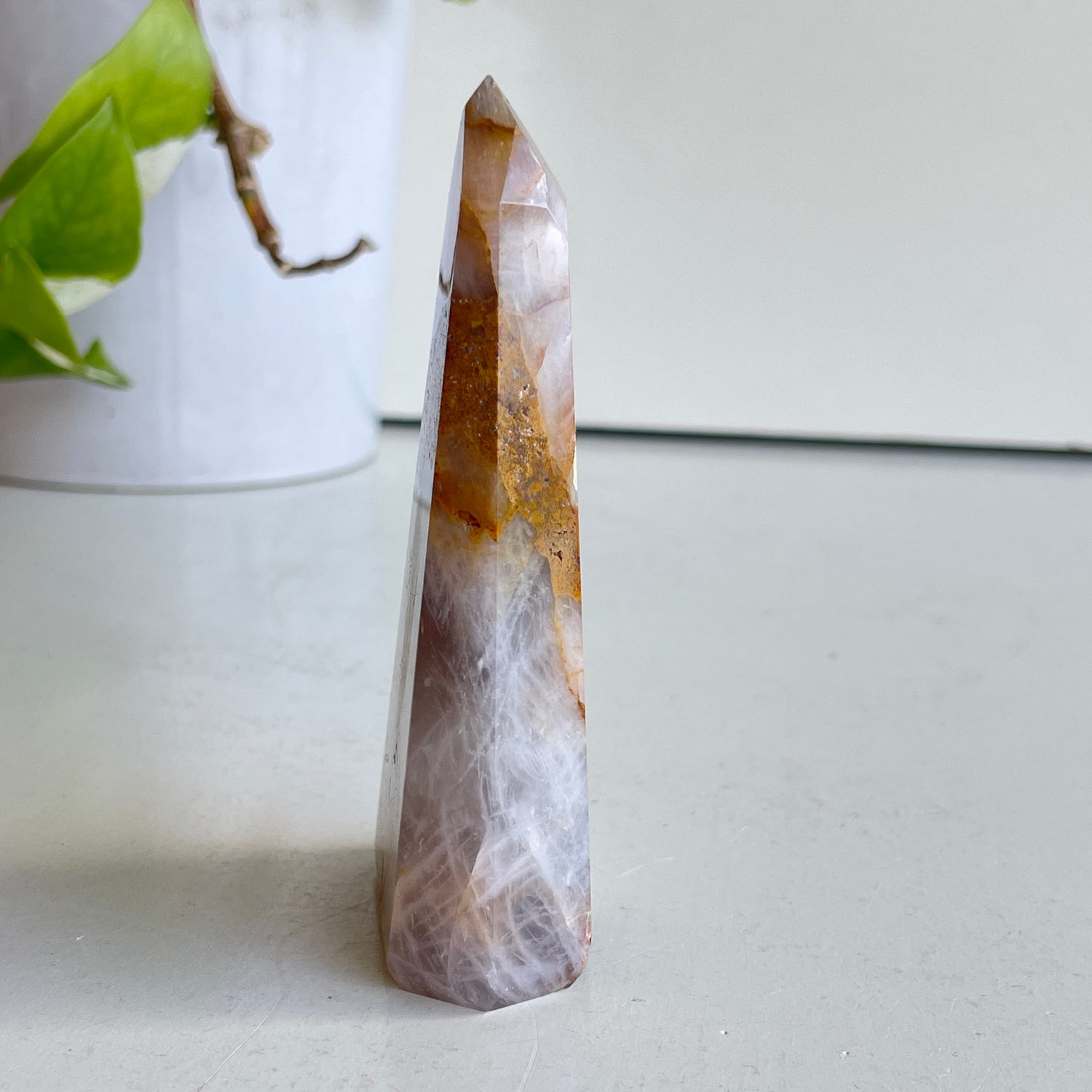 Rose Quartz Golden Healer Generator 10cm