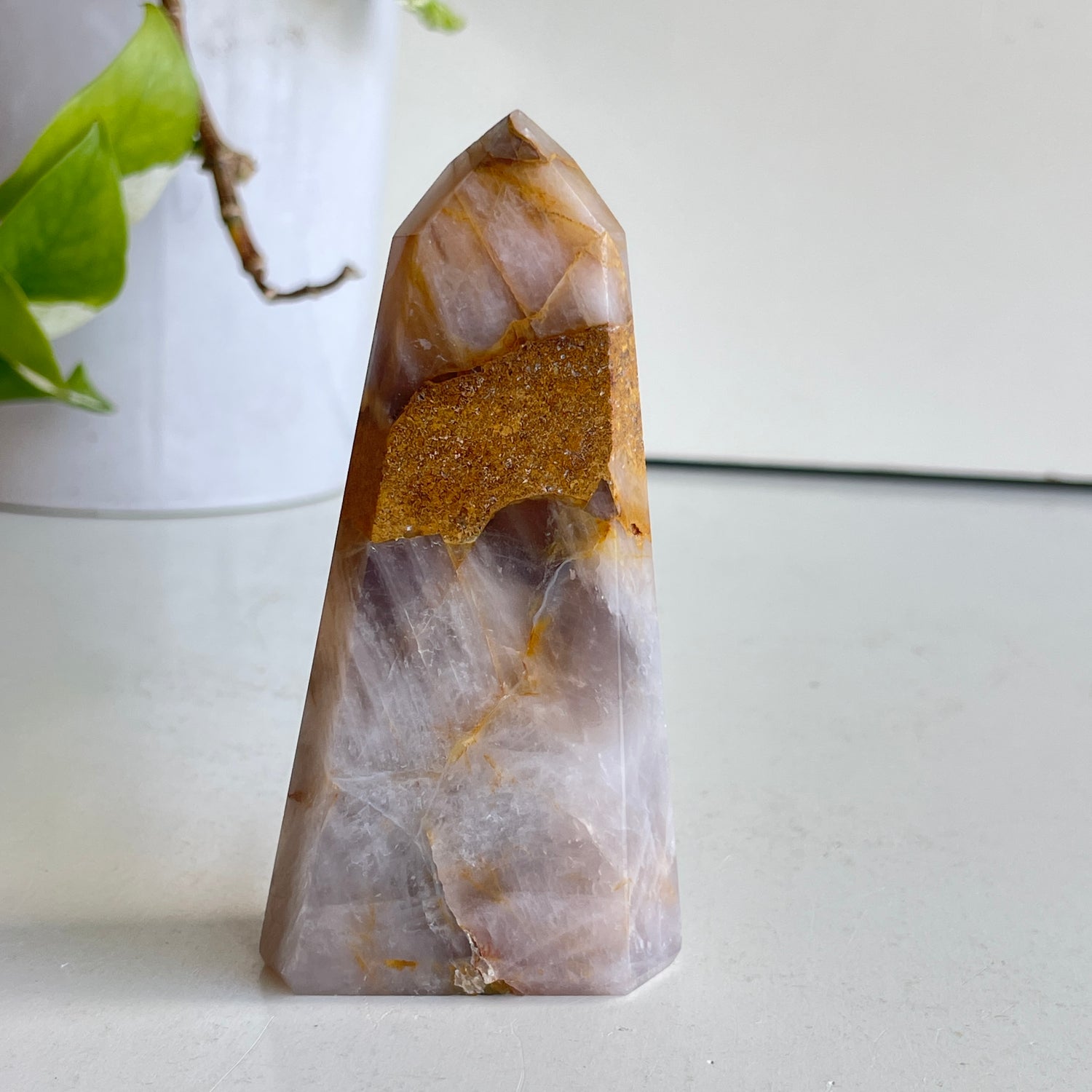 Rose Quartz Golden Healer Generator 10cm