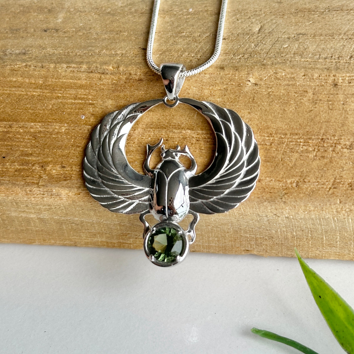 Moldavite Scarab Pendant