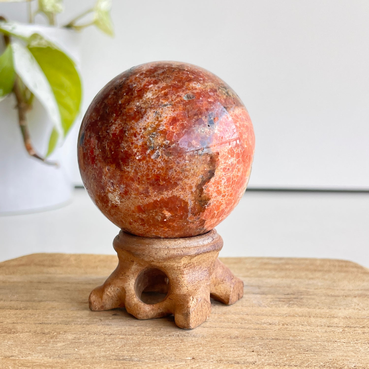 Sunstone & Blue Apatite Sphere 5.5cm