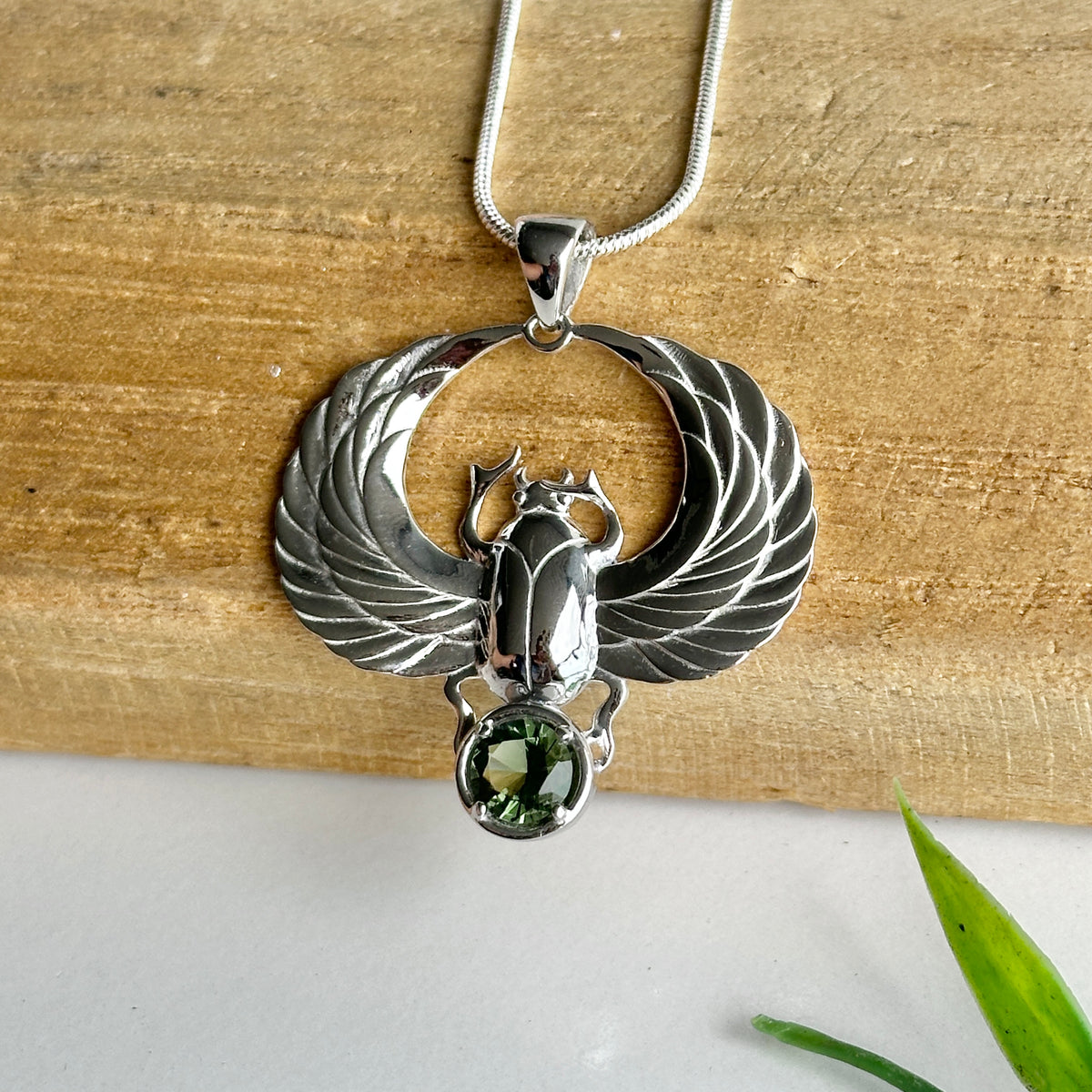 Moldavite Scarab Pendant