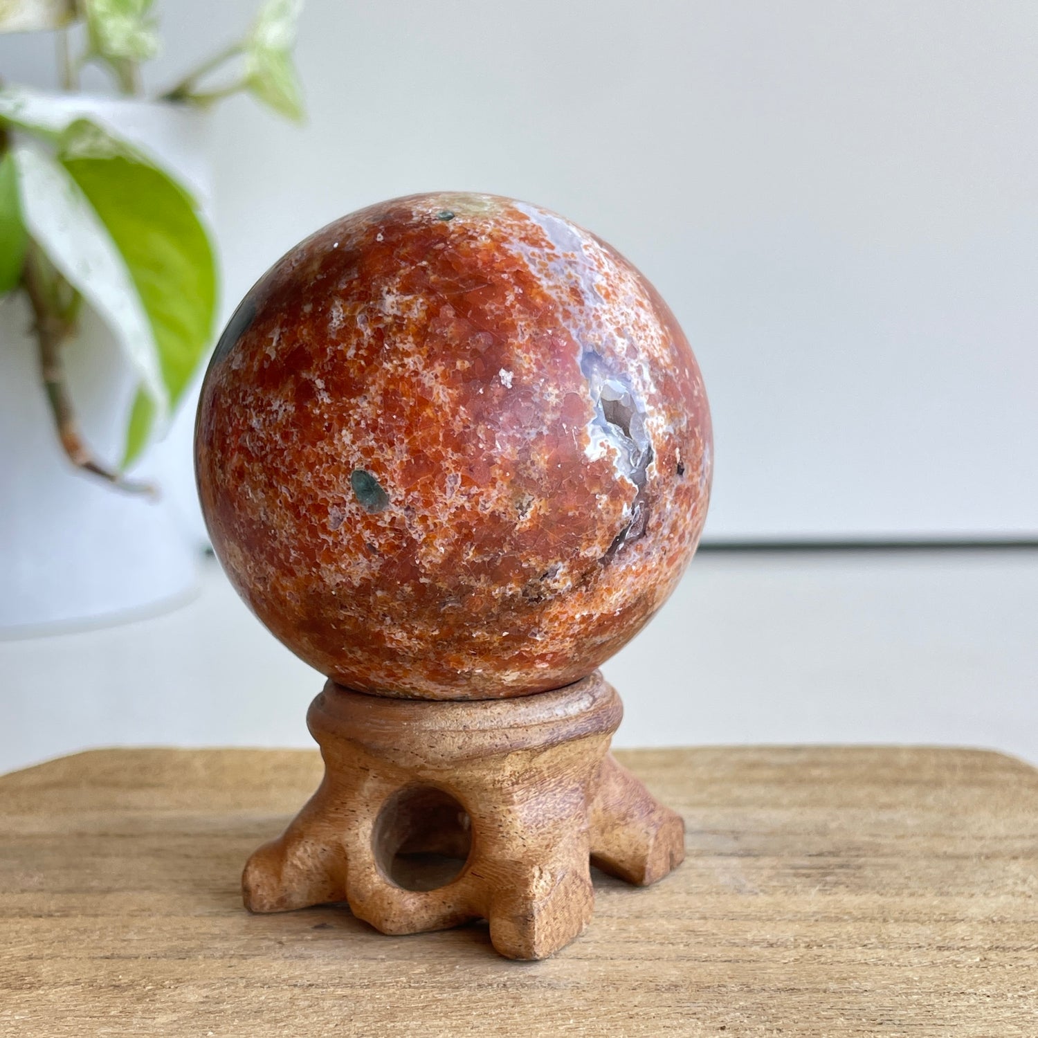 Sunstone & Blue Apatite Sphere 5.5cm