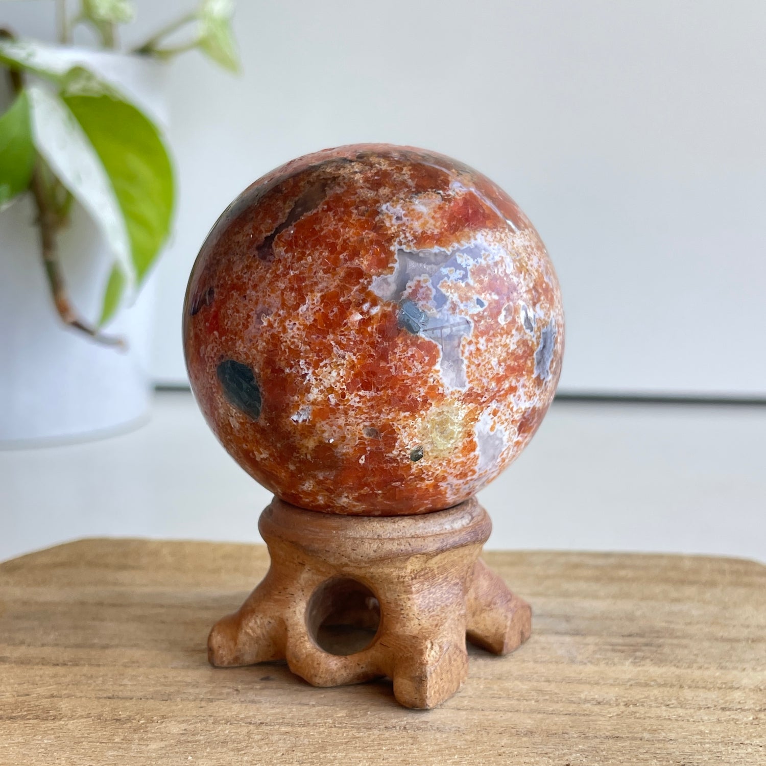Sunstone & Blue Apatite Sphere 5.5cm