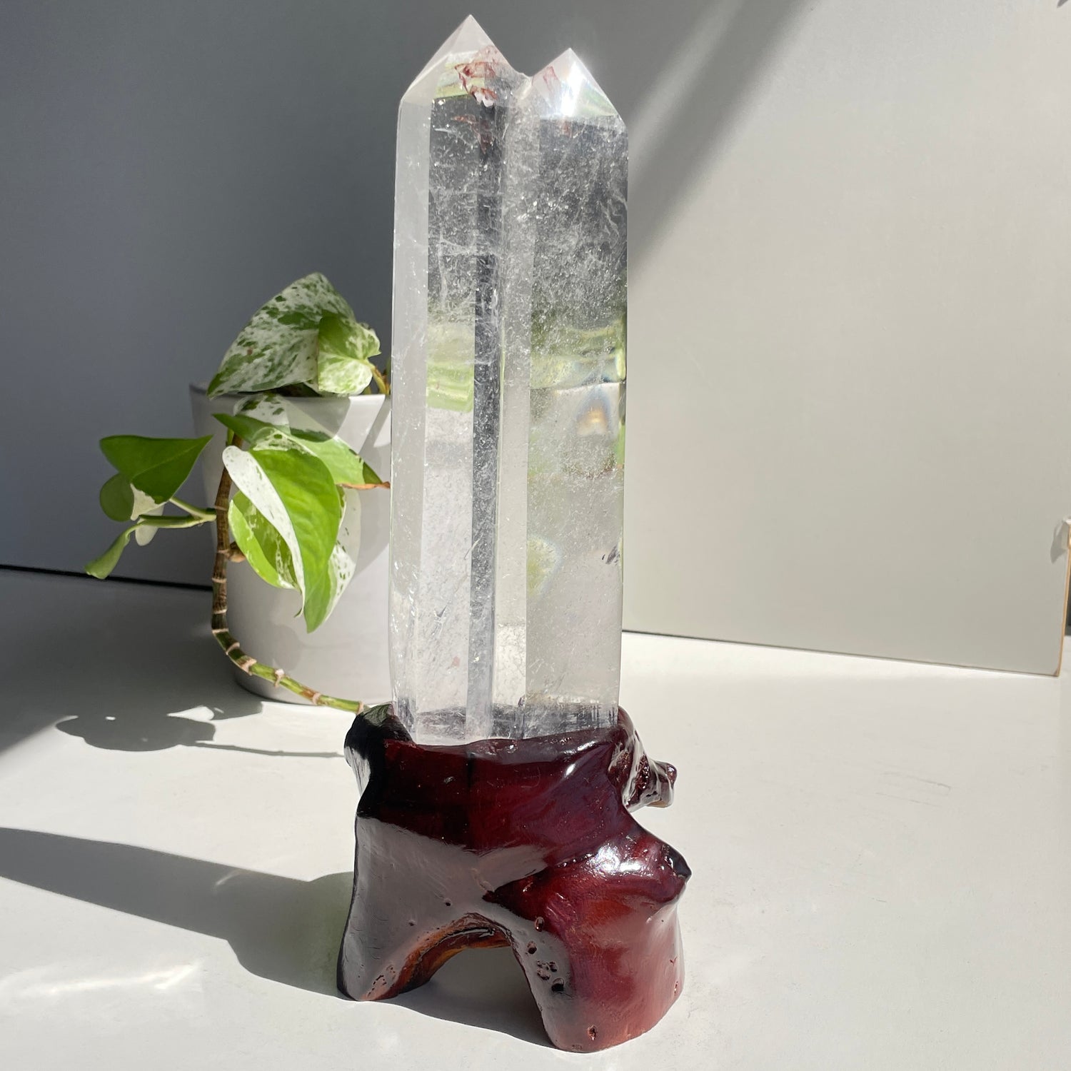 Clear Quartz Twin Point In Stand 20.1cm