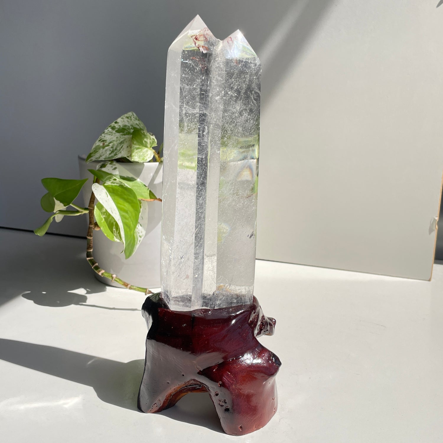 Clear Quartz Twin Point In Stand 20.1cm
