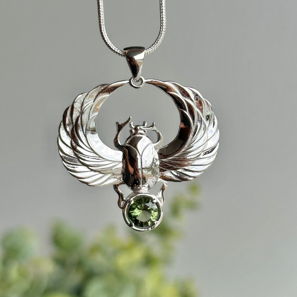 Moldavite Scarab Pendant