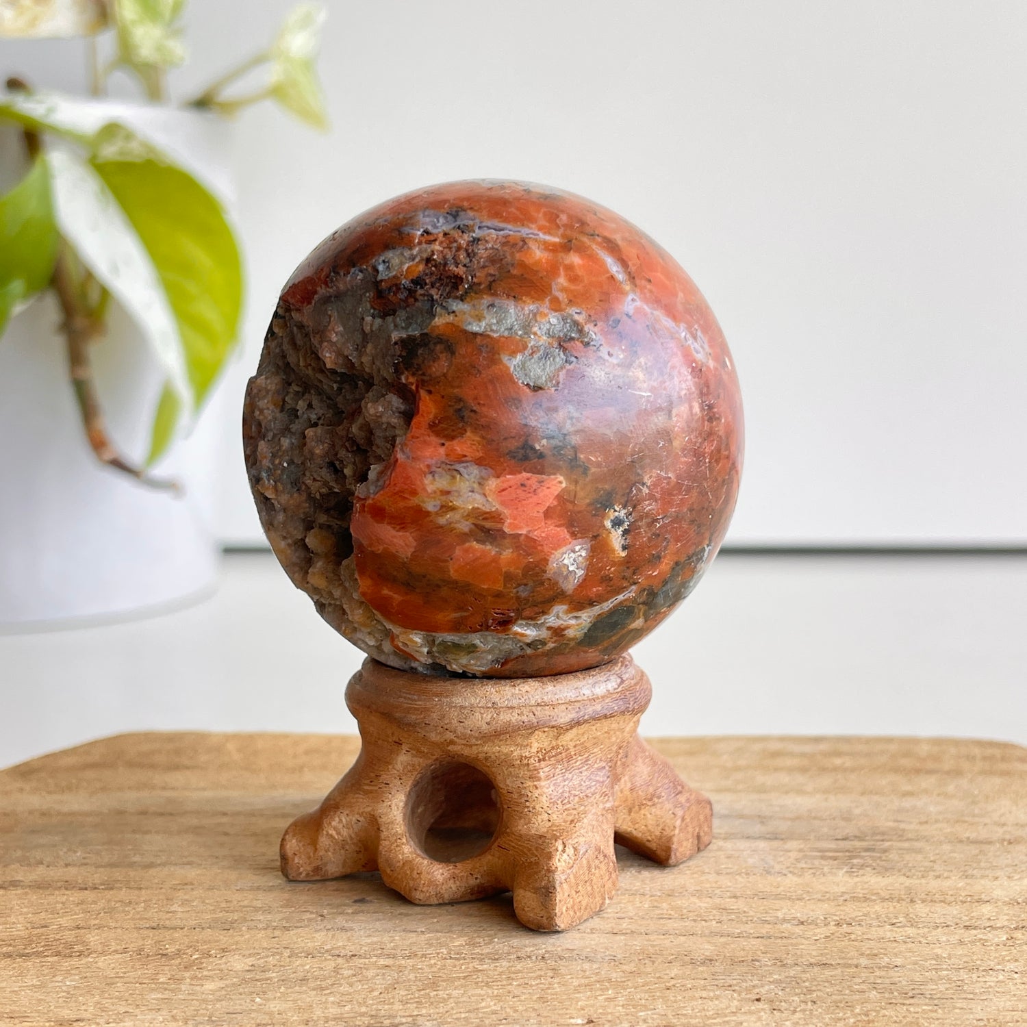 Sunstone & Blue Apatite Sphere 5.6cm