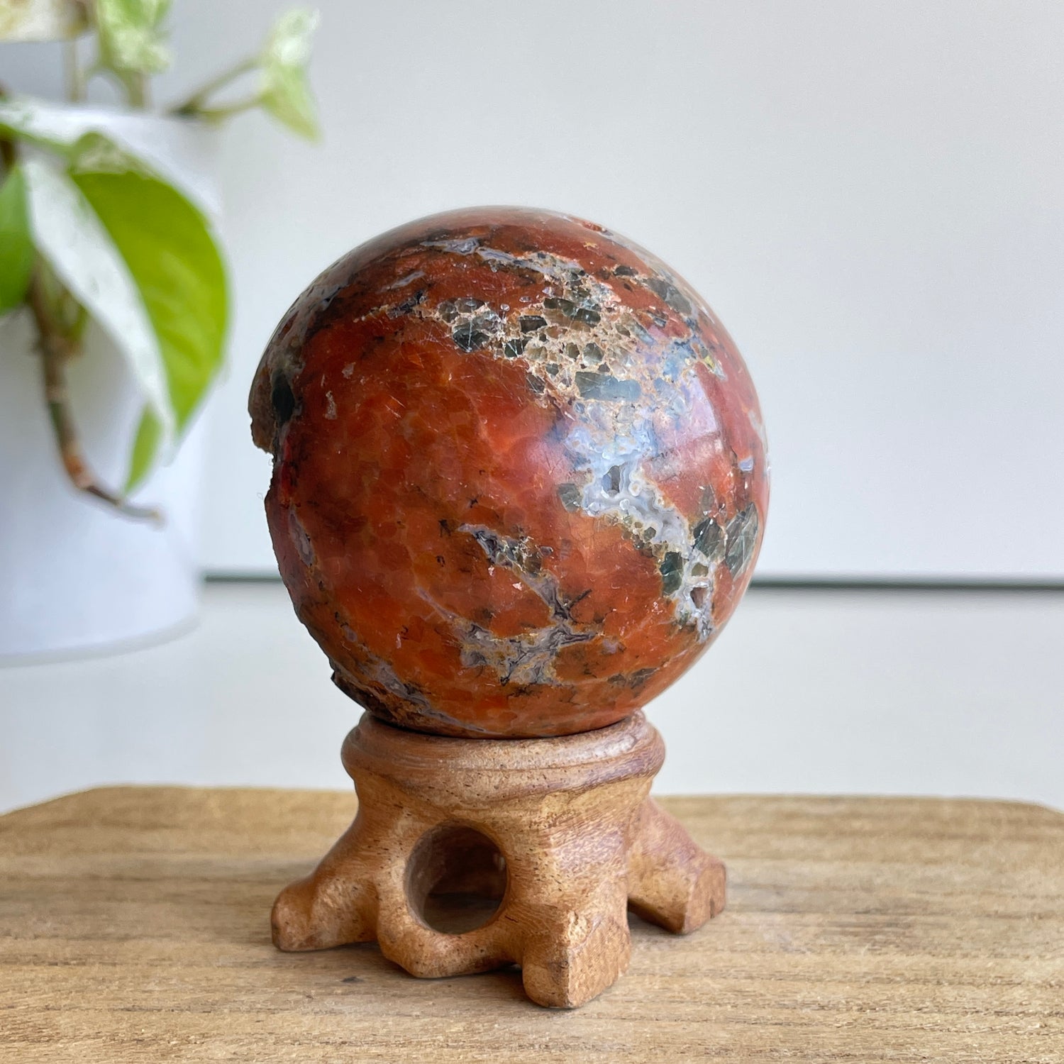 Sunstone & Blue Apatite Sphere 5.6cm