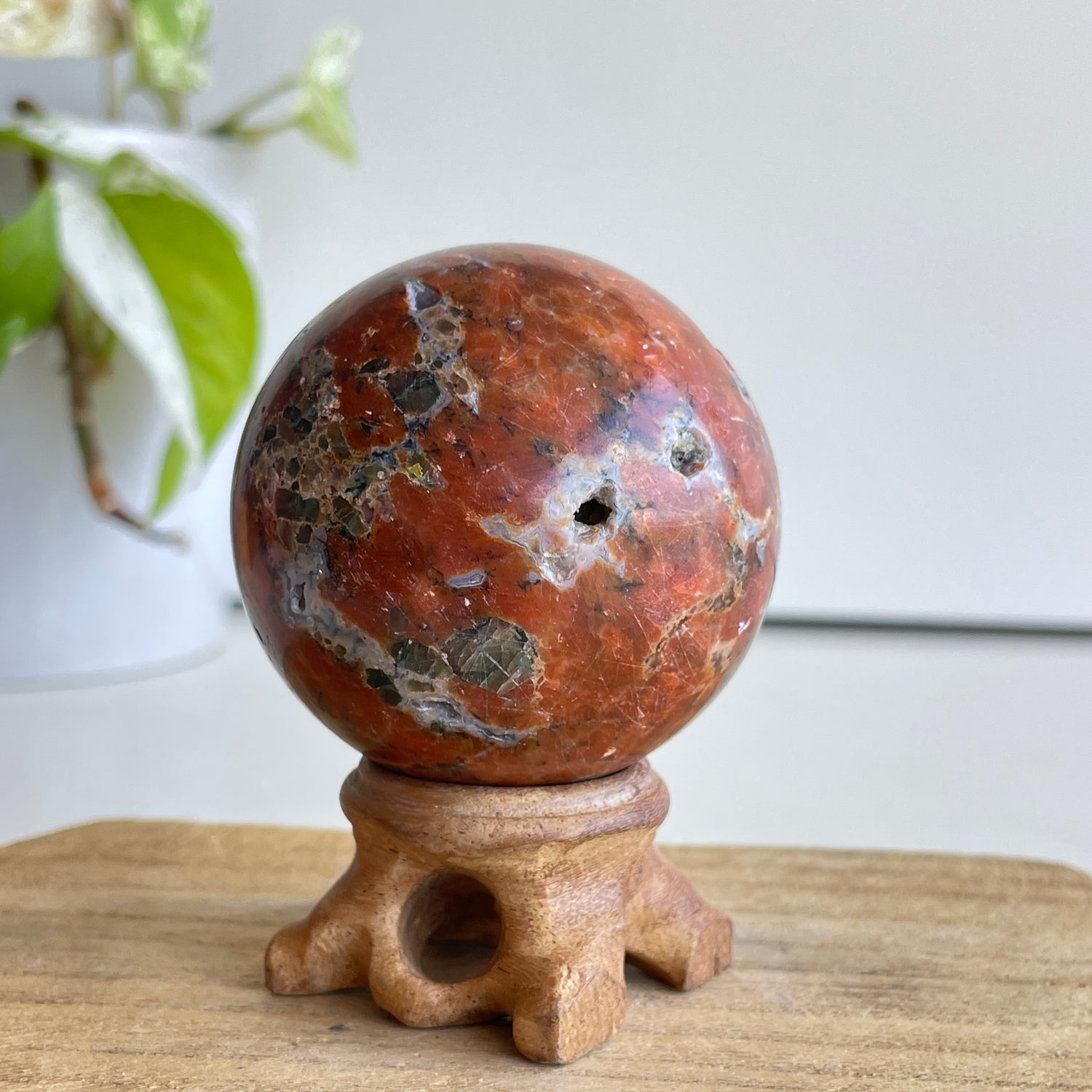 Sunstone & Blue Apatite Sphere 5.6cm