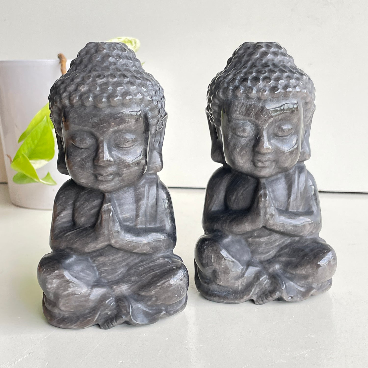 Silversheen Obsidian Buddha