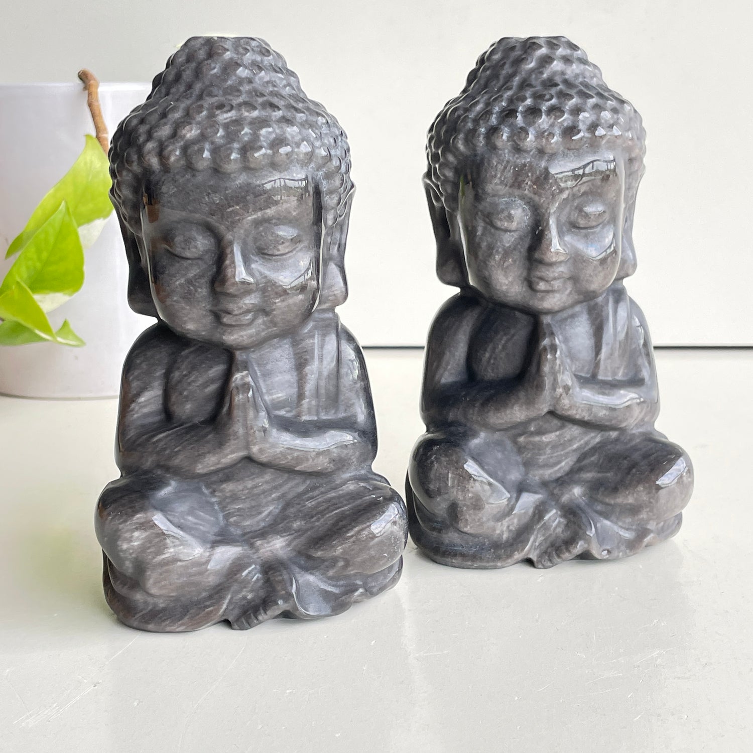 Silversheen Obsidian Buddha