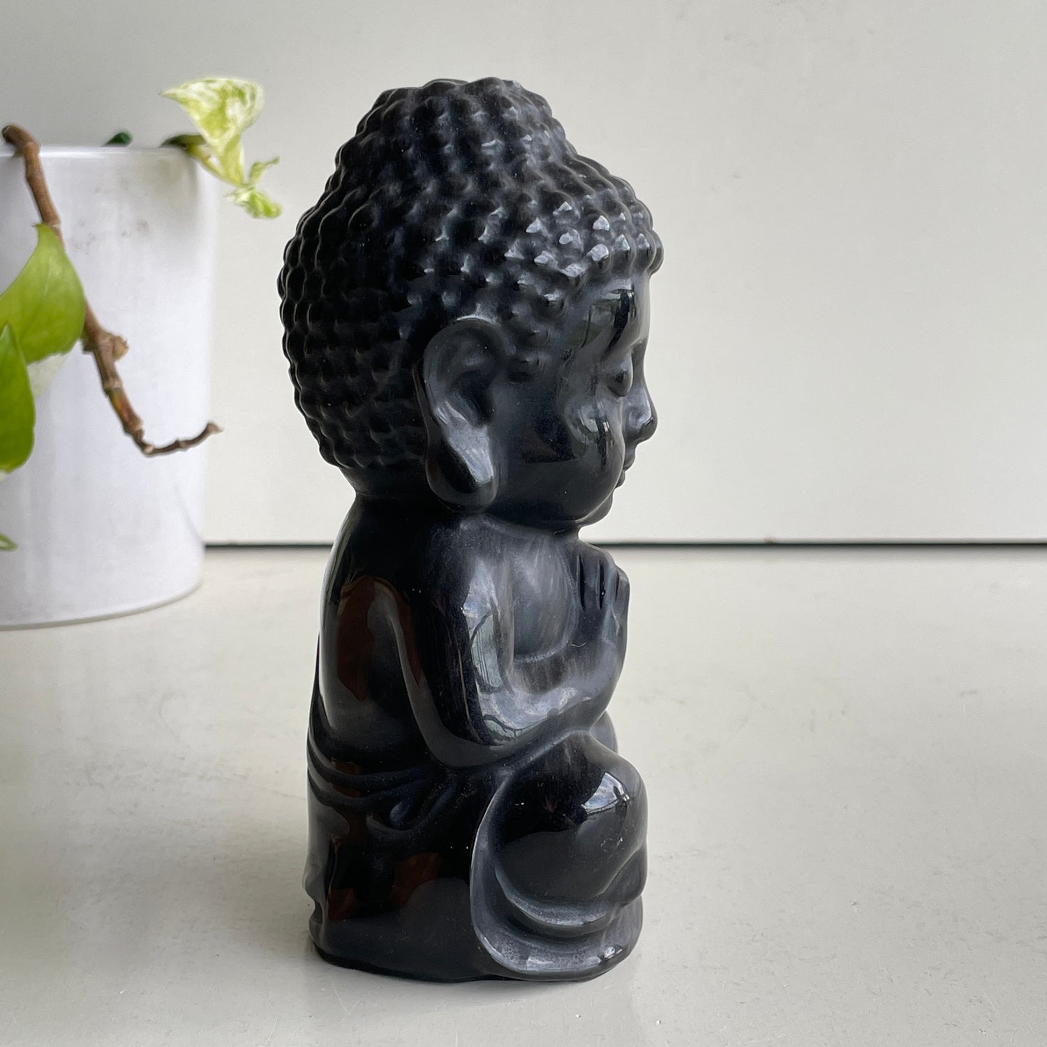 Silversheen Obsidian Buddha