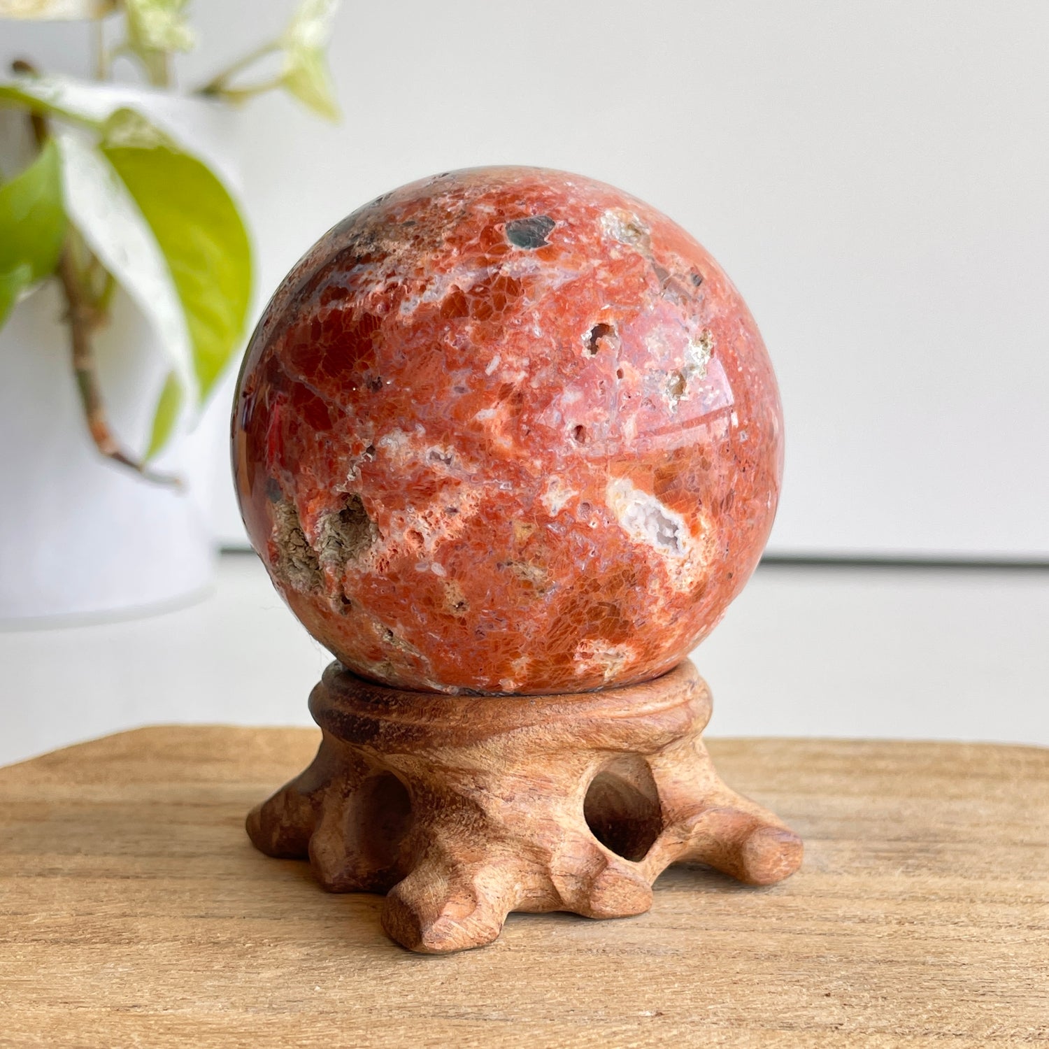 Sunstone & Blue Apatite Sphere 5.9cm