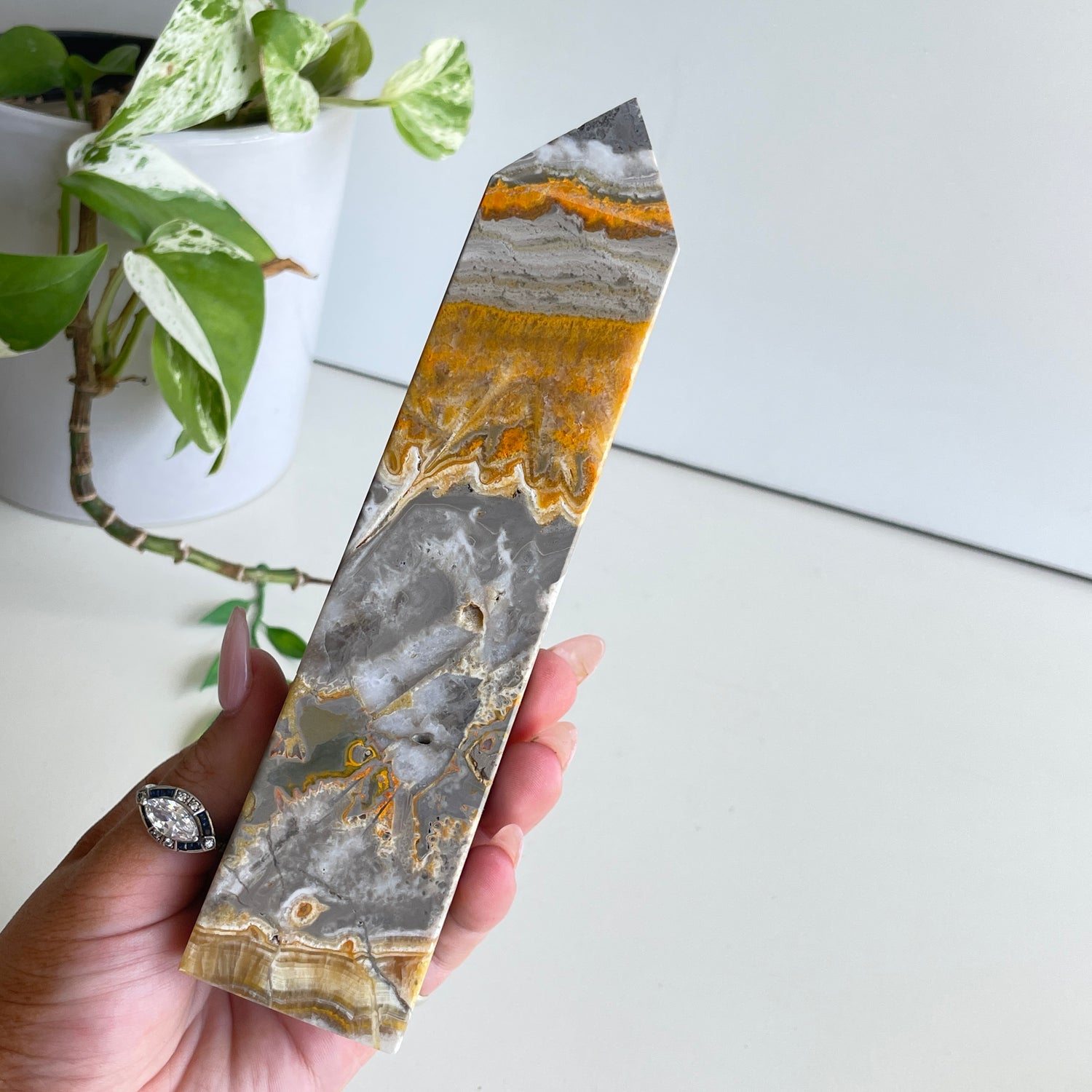 Bumblebee Jasper Obelisk 17.8cm