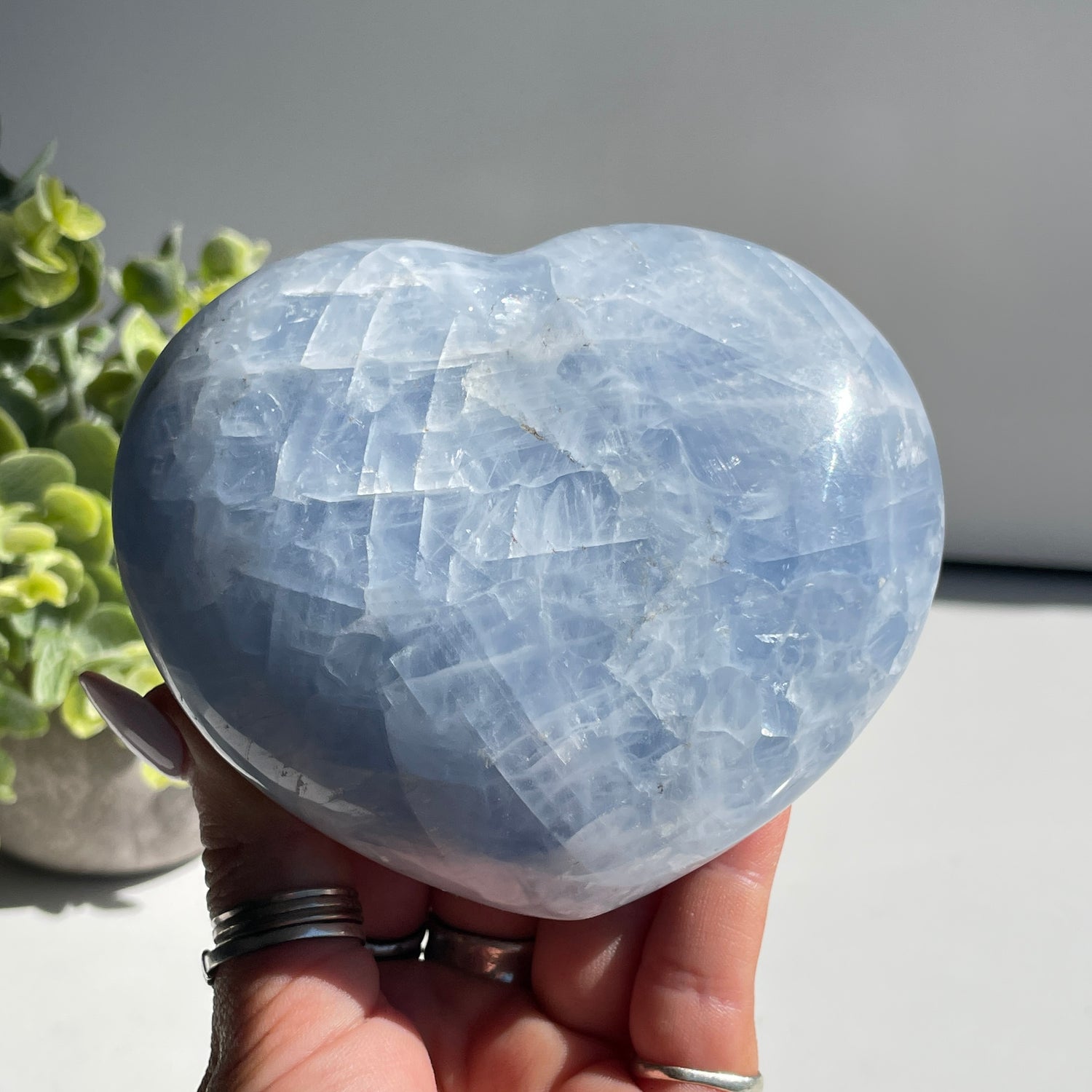 Blue Calcite Heart  10.2cm