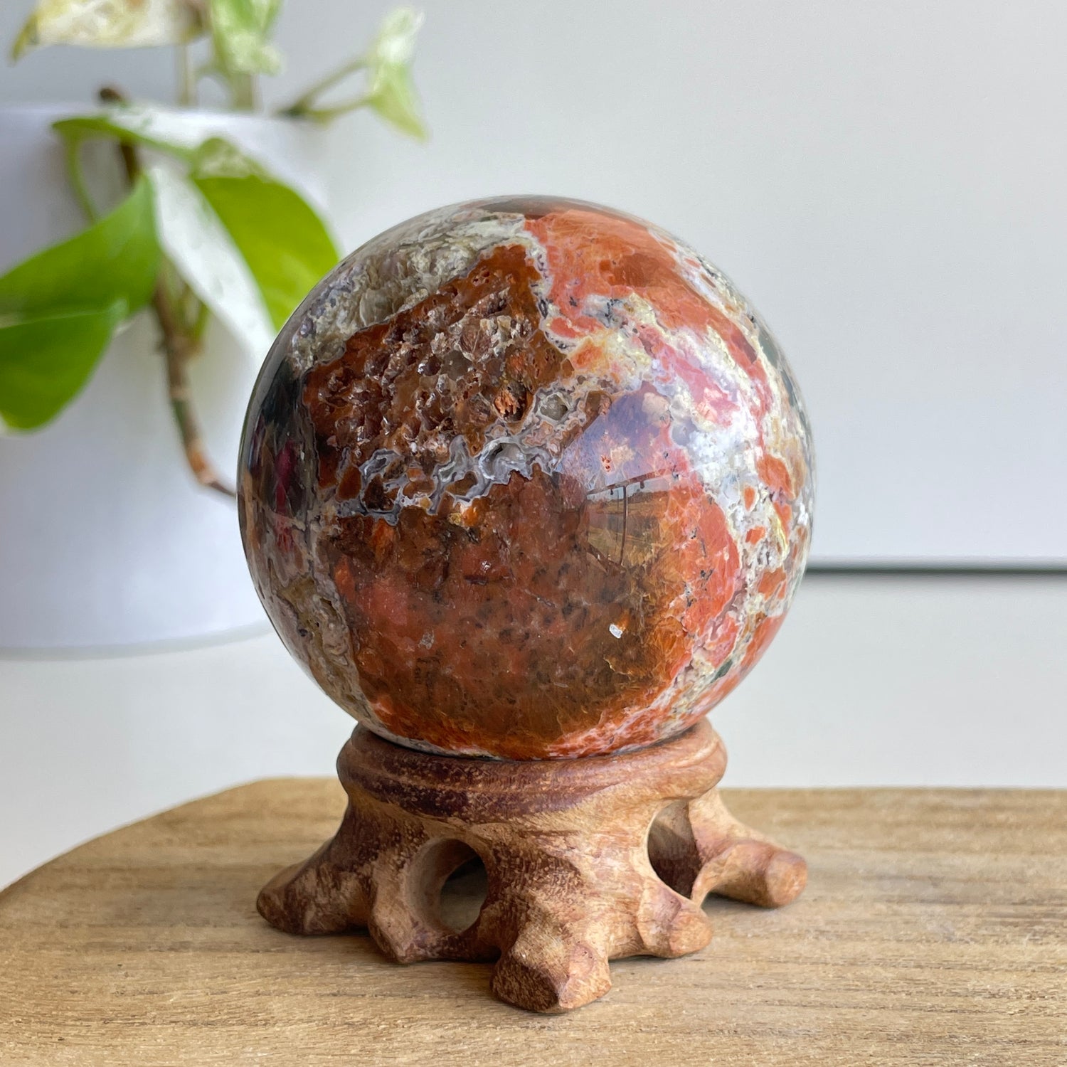 Sunstone & Blue Apatite Sphere 6.3cm