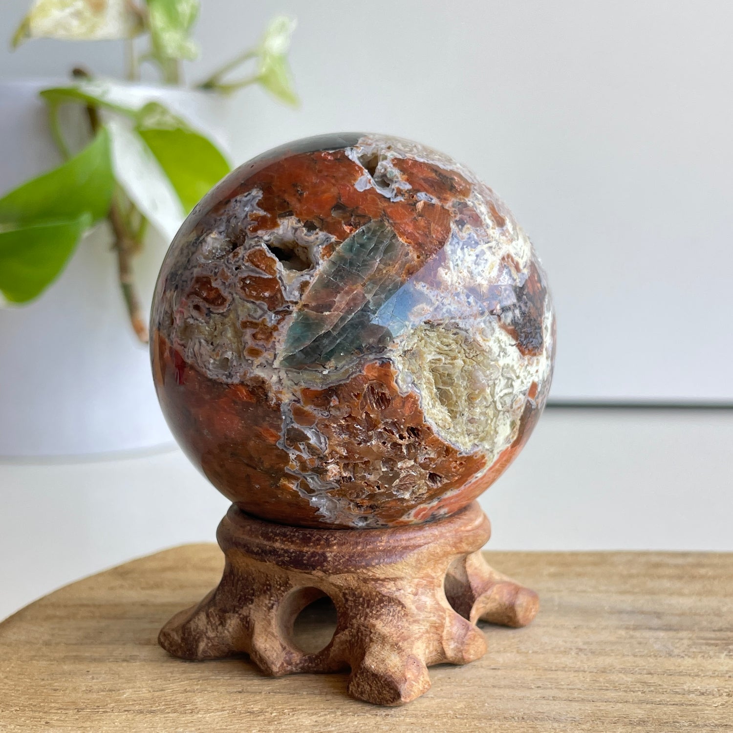Sunstone & Blue Apatite Sphere 6.3cm