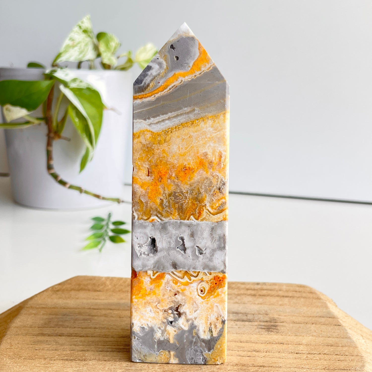 Bumblebee Jasper Obelisk 13.3cm
