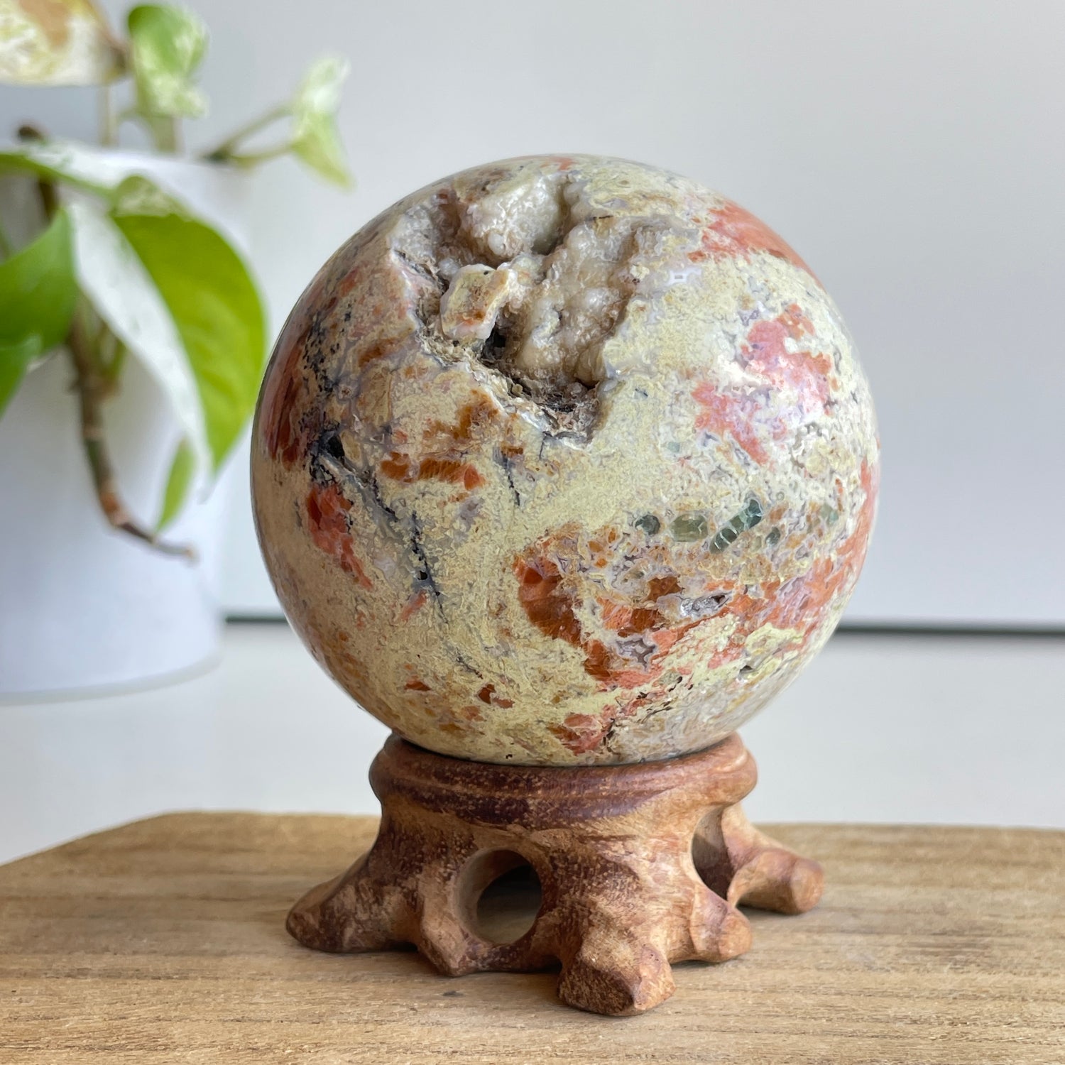 Sunstone & Blue Apatite Sphere 6.9cm
