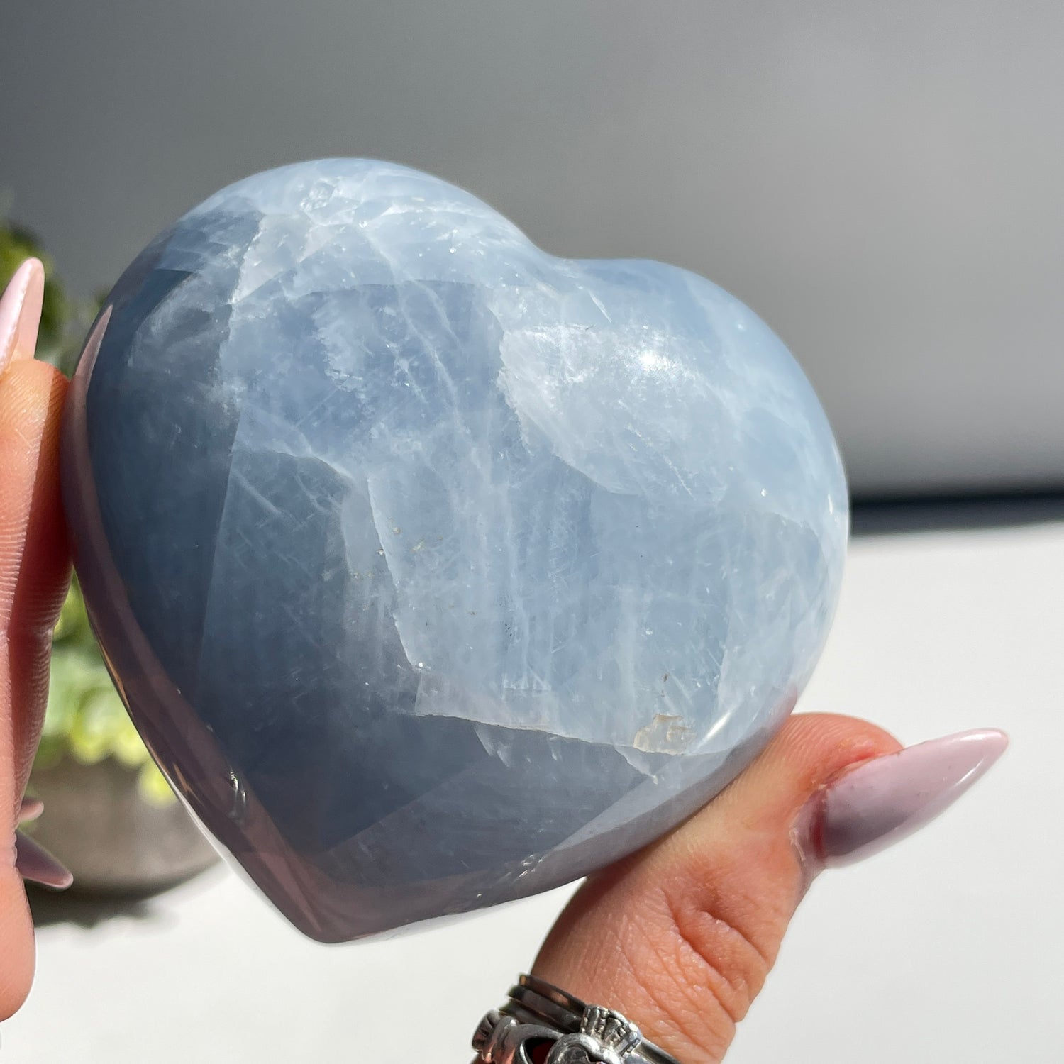 Blue Calcite Heart  6.7cm
