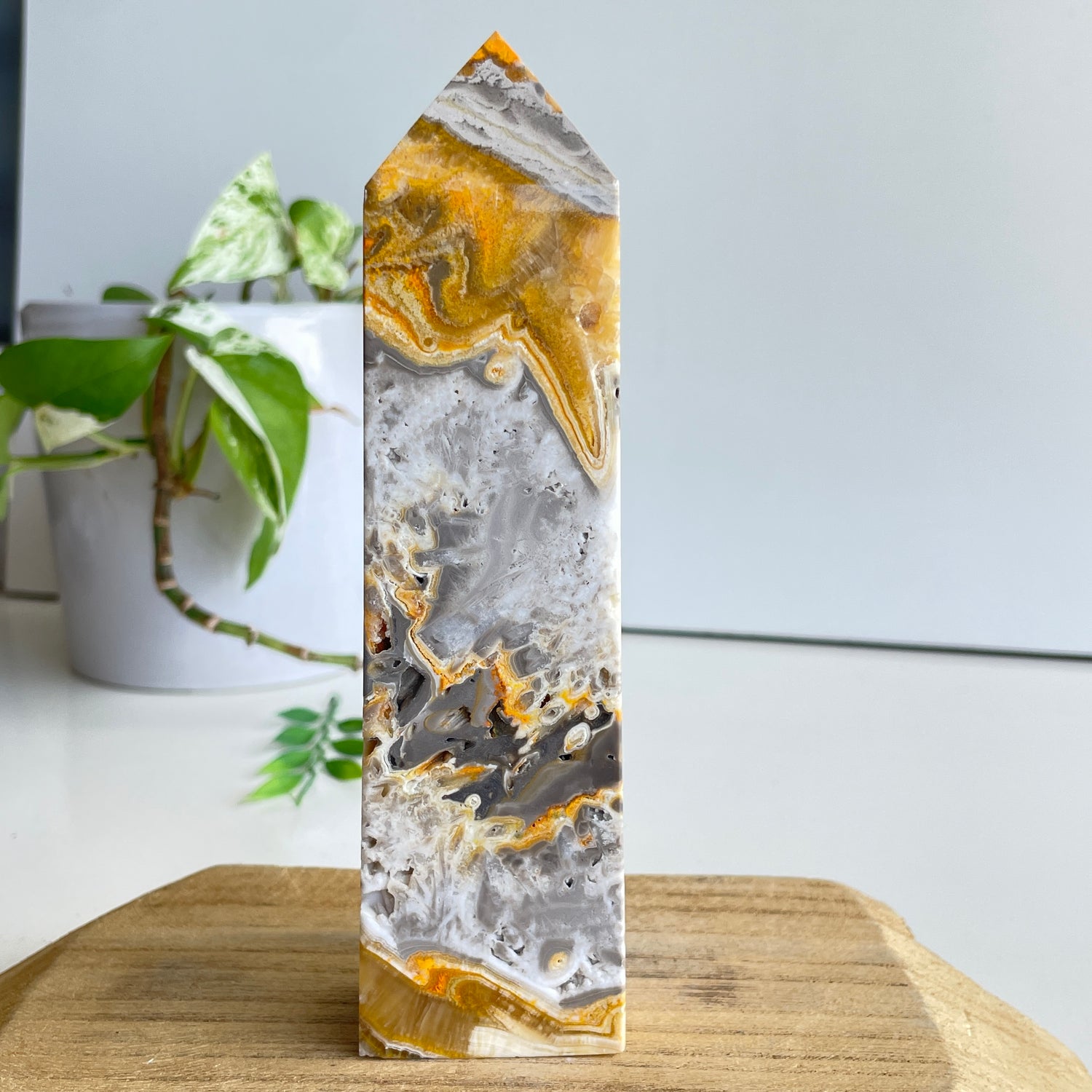 Bumblebee Jasper Obelisk 15.6cm