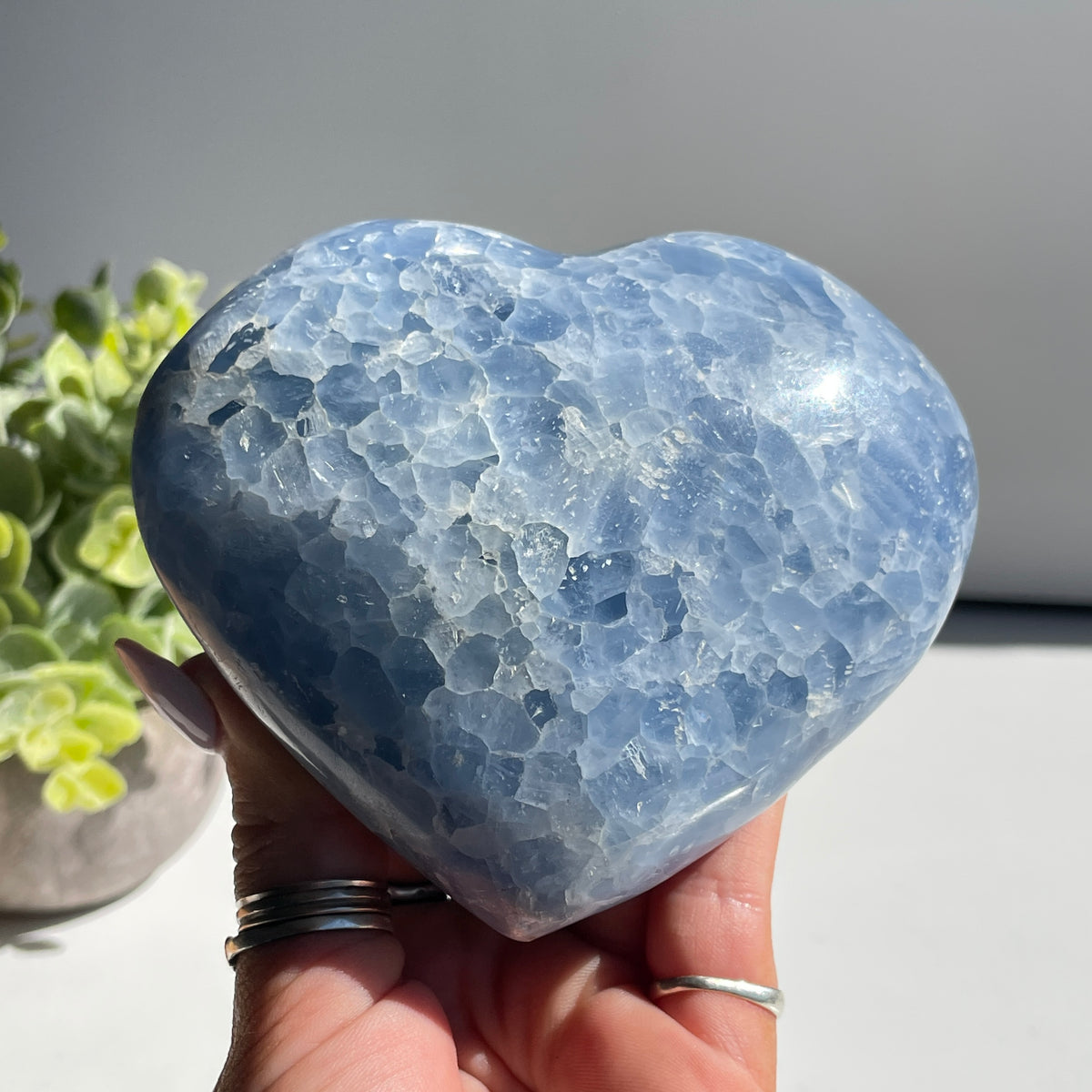 Blue Calcite Heart  10.4cm