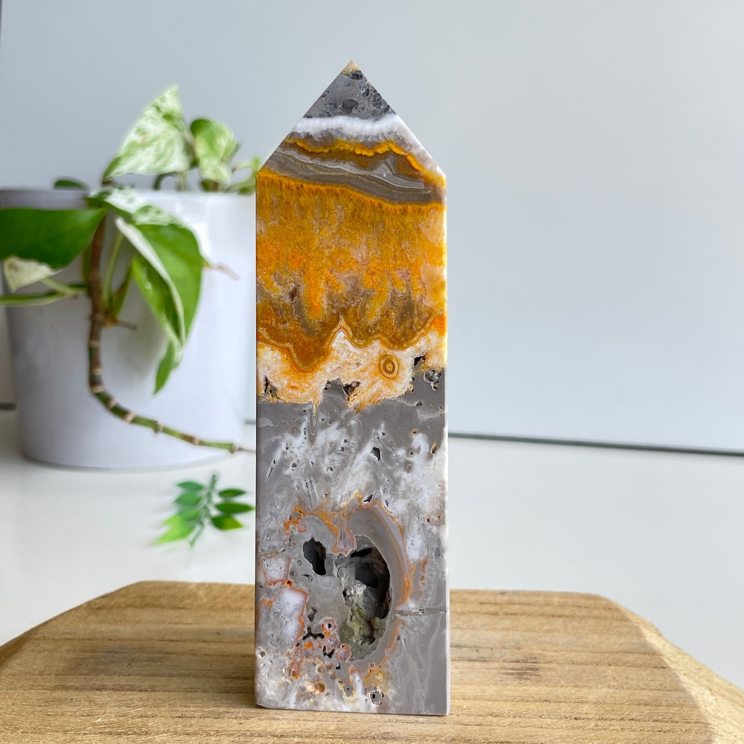 Bumblebee Jasper Obelisk 13.3cm