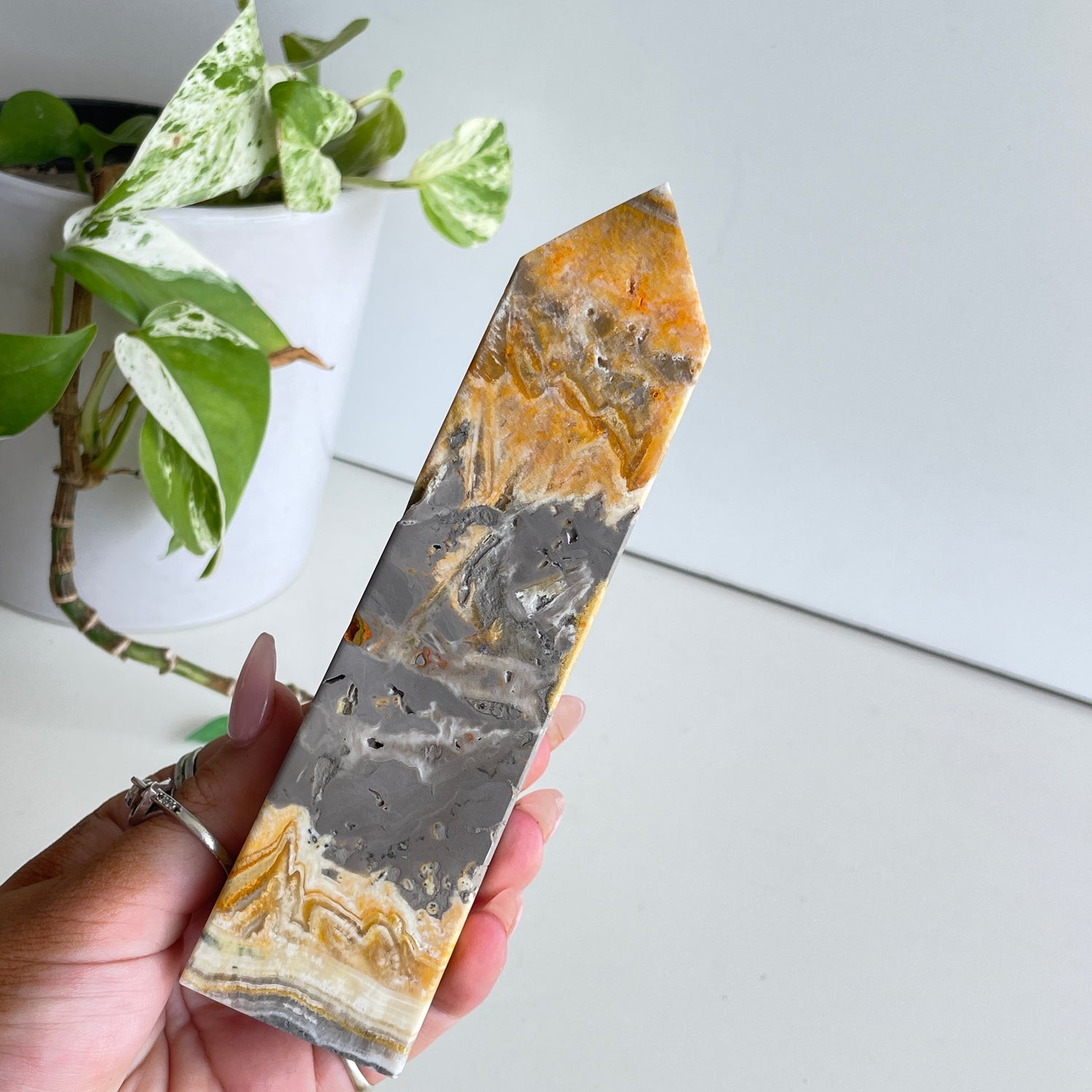 Bumblebee Jasper Obelisk 15.5cm