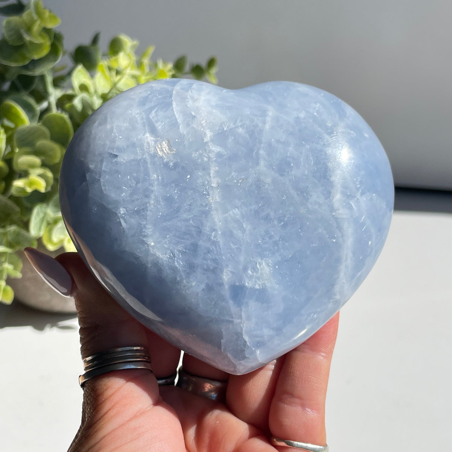 Blue Calcite Heart  9.6cm
