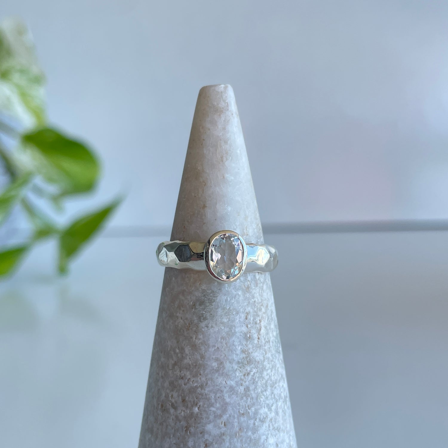 White Topaz Oval Ring Sz7.5