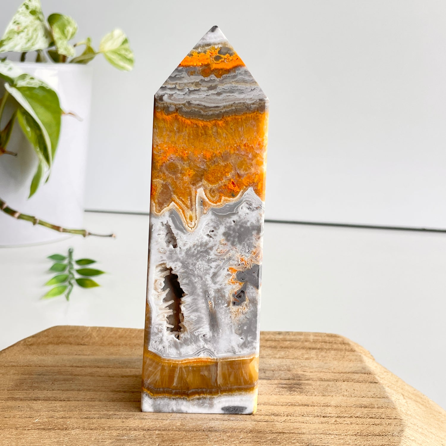 Bumblebee Jasper Obelisk 13cm