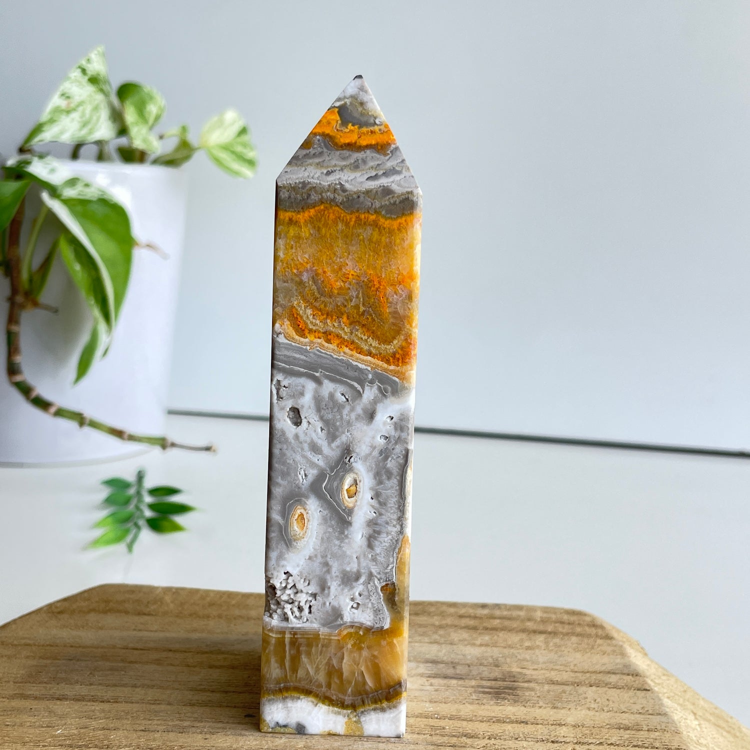 Bumblebee Jasper Obelisk 13cm