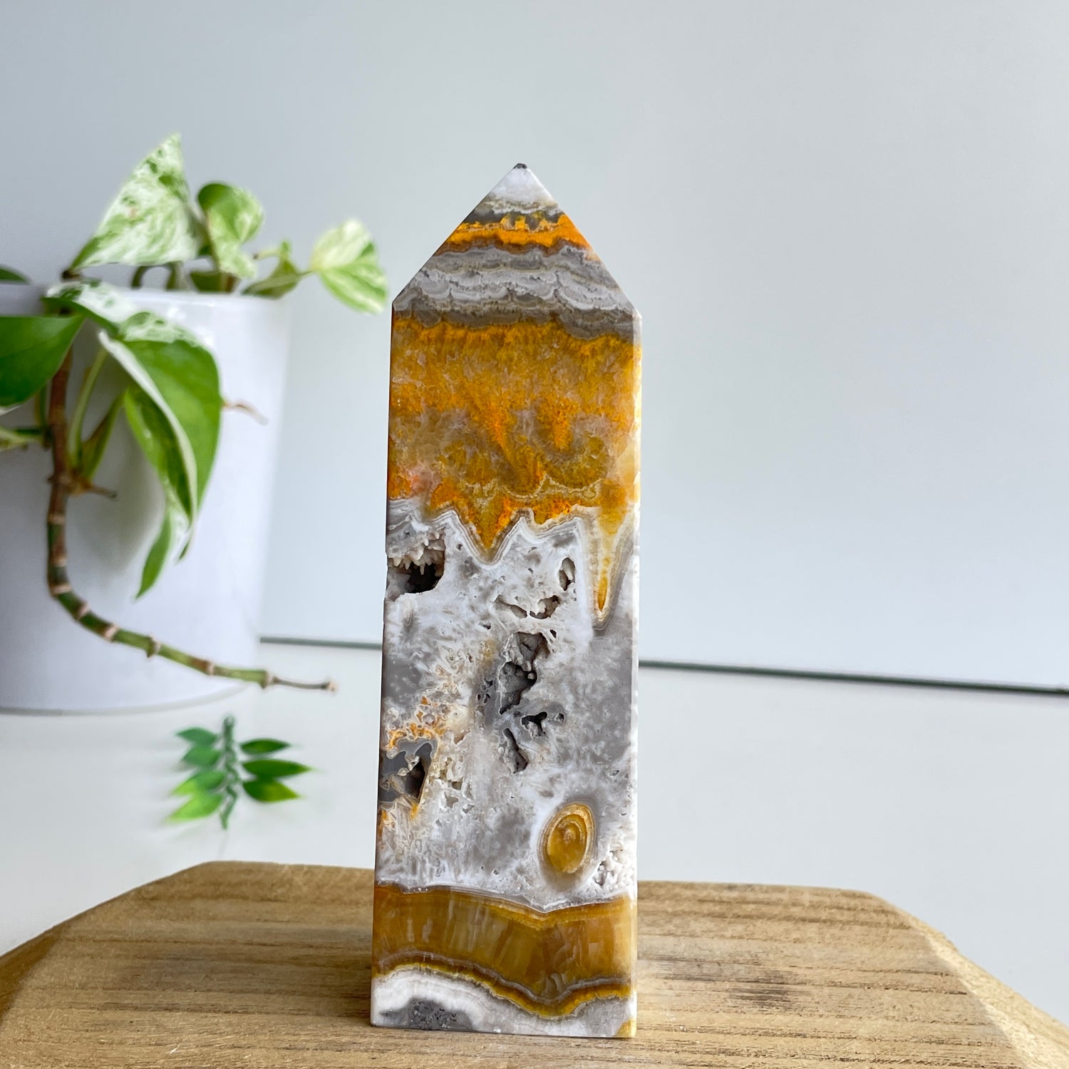 Bumblebee Jasper Obelisk 13cm