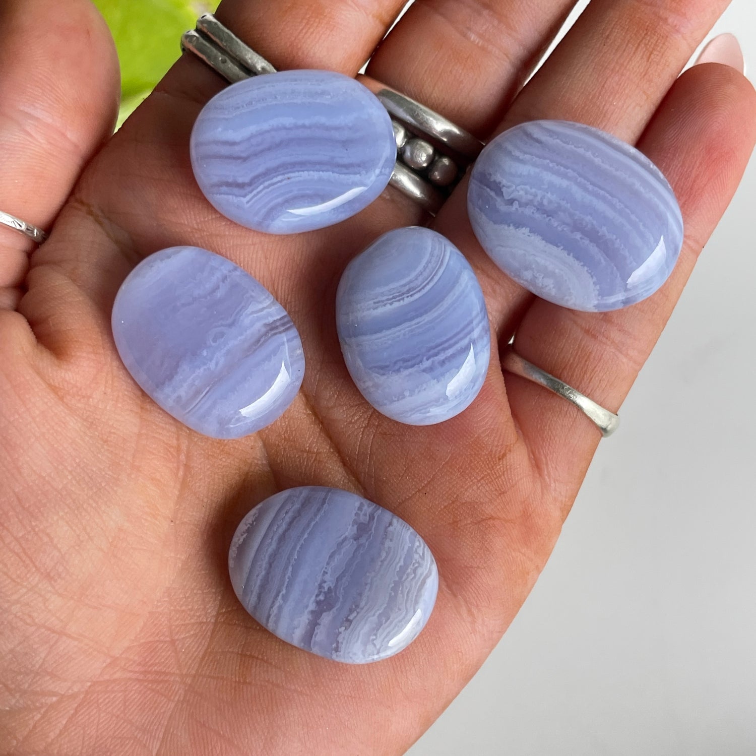 Blue Lace Agate Flat Stone Bra Buddy