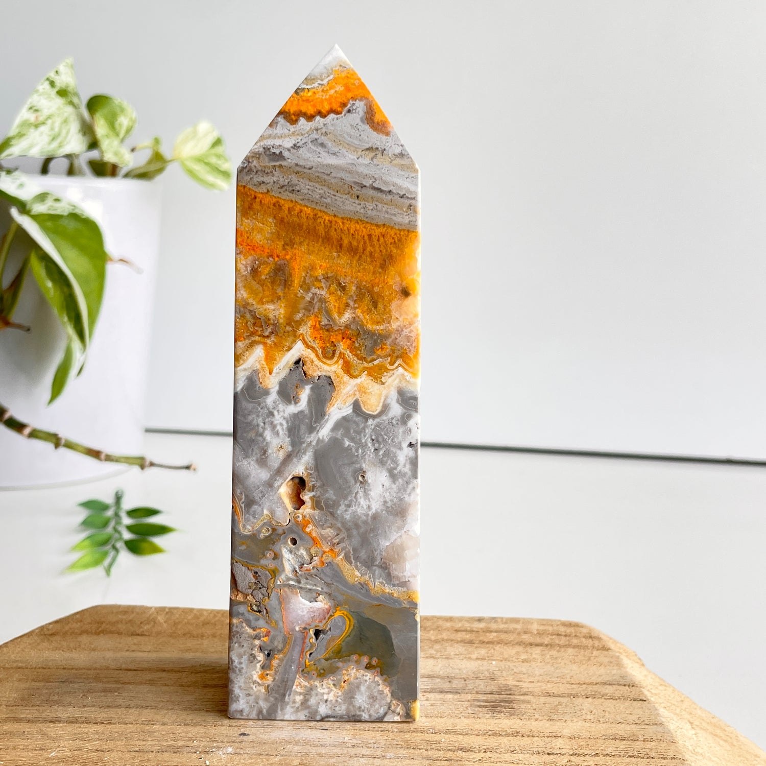 Bumblebee Jasper Obelisk 14cm