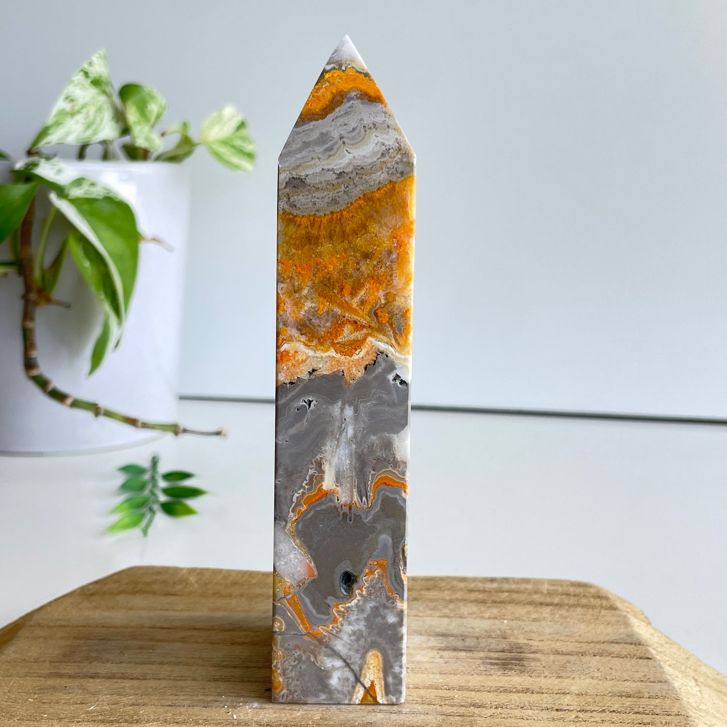 Bumblebee Jasper Obelisk 14cm