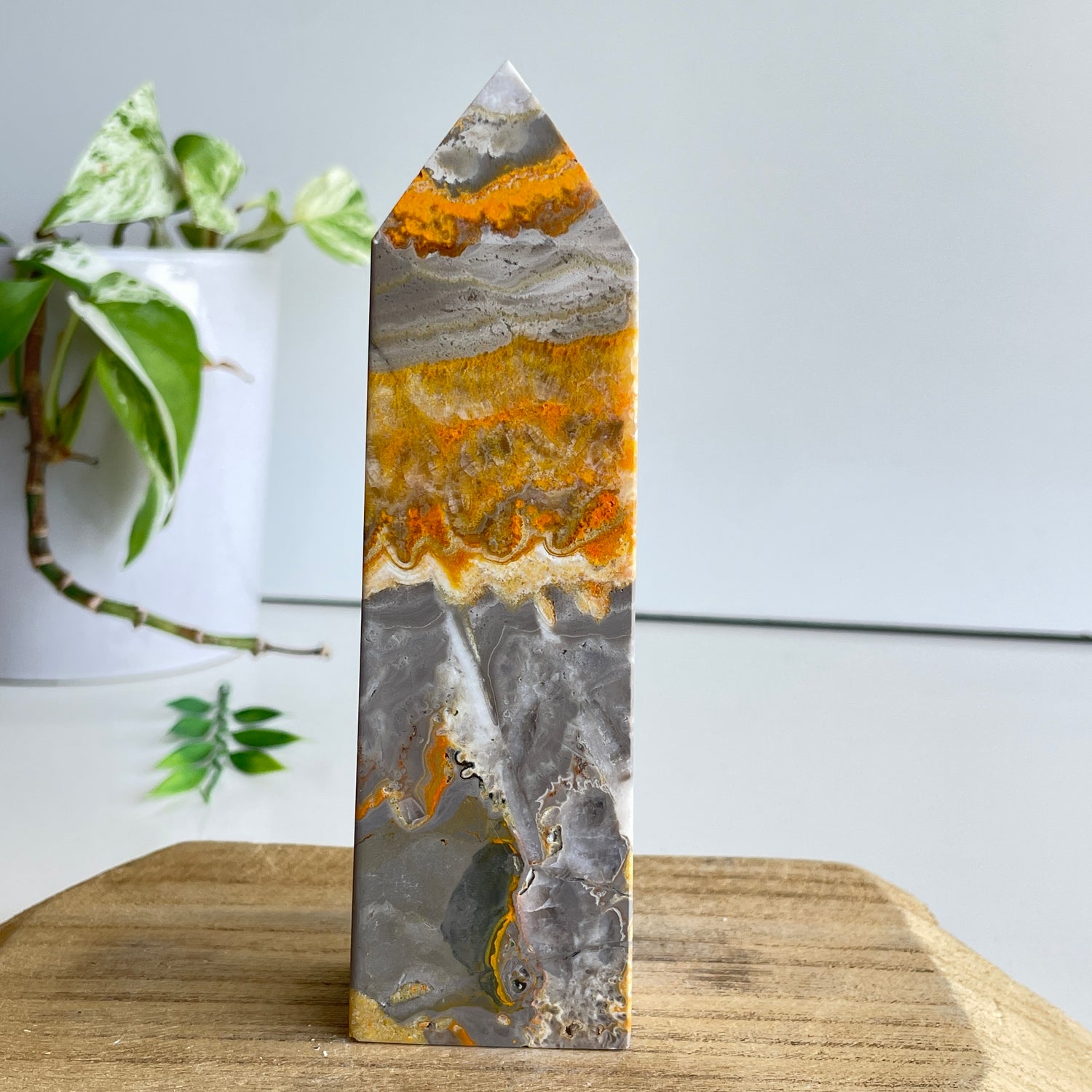 Bumblebee Jasper Obelisk 14cm