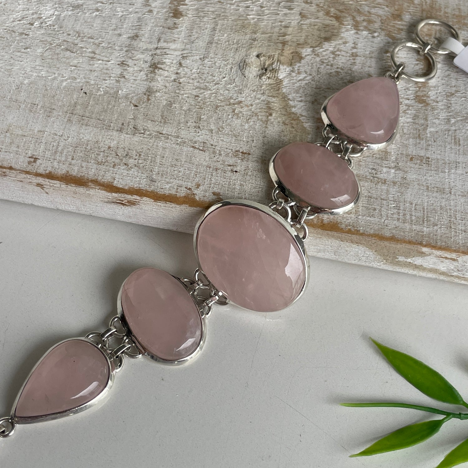 Rose Quartz Oval & Teardrop Bracelet