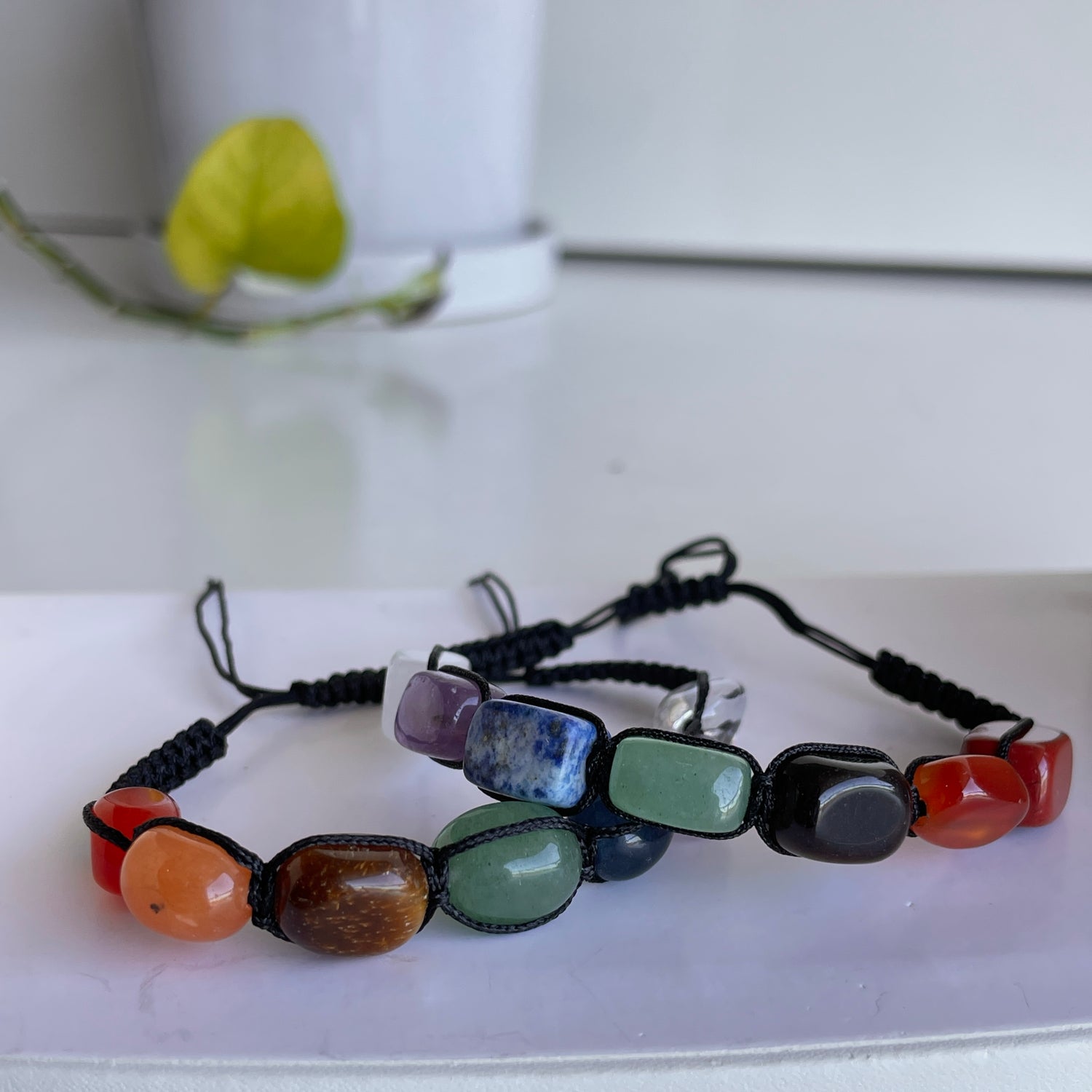 Chakra Large Bead Bracelet Tie Up