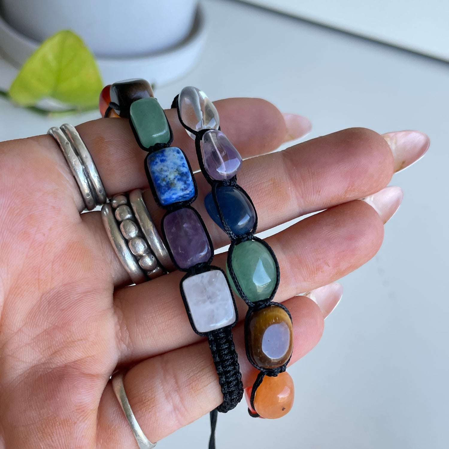 Chakra Large Bead Bracelet Tie Up