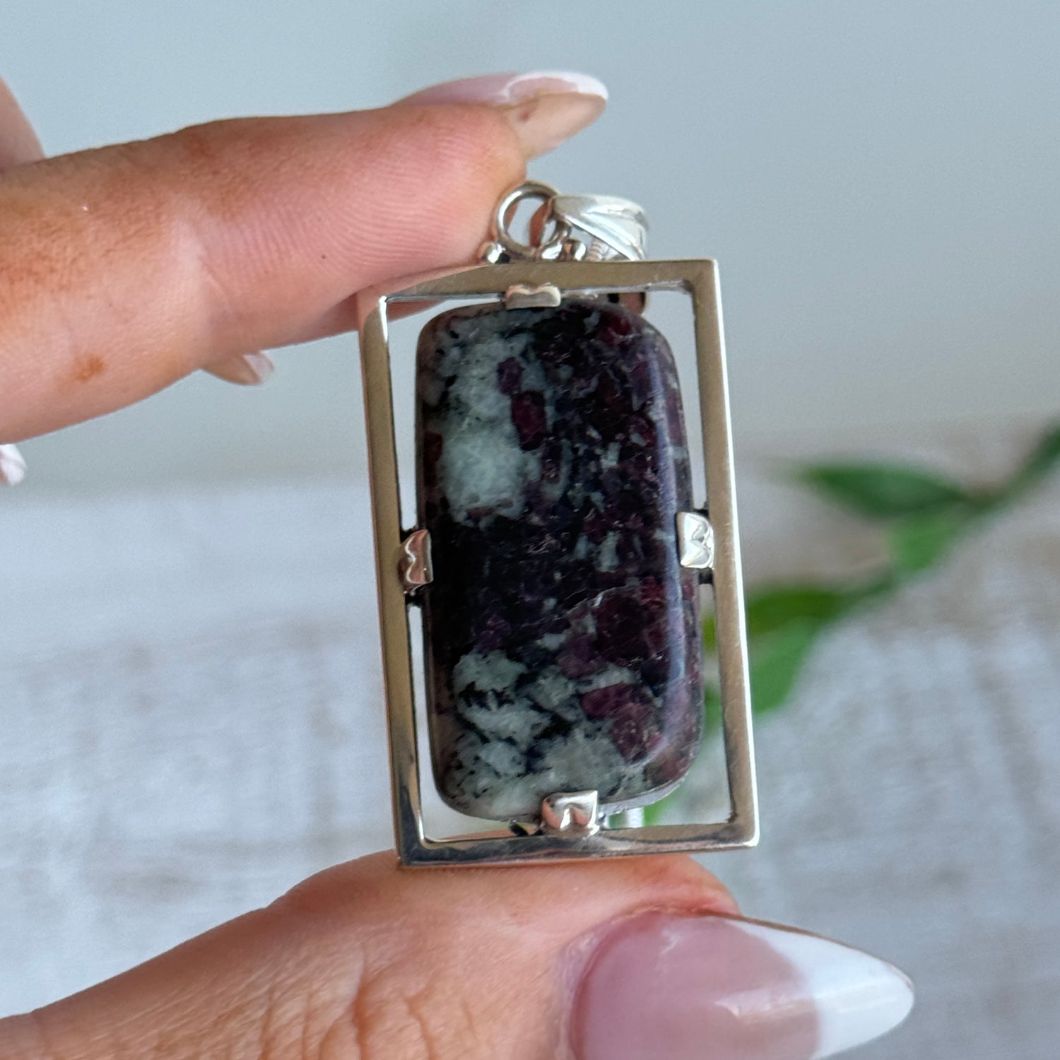 Eudialyte Rectangle Pendant 002